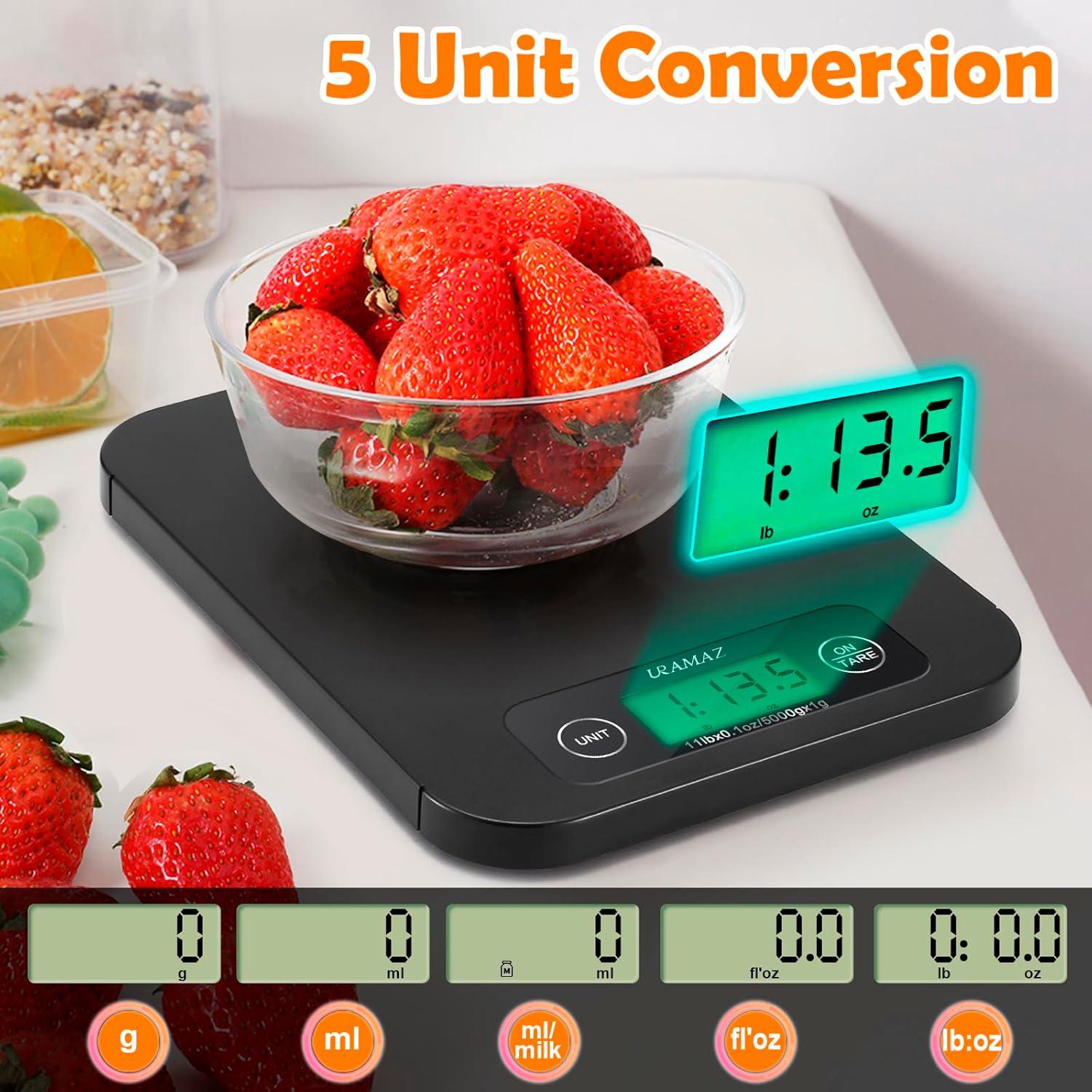 Smart Digital Black Kitchen Food Scale with Nutritional Calculator