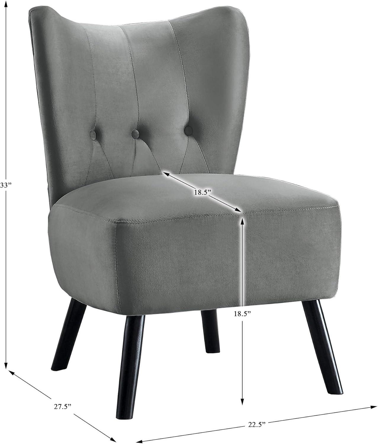 Lexicon Imani Solid Wood and Velvet Upholstered Accent Chair in Gray