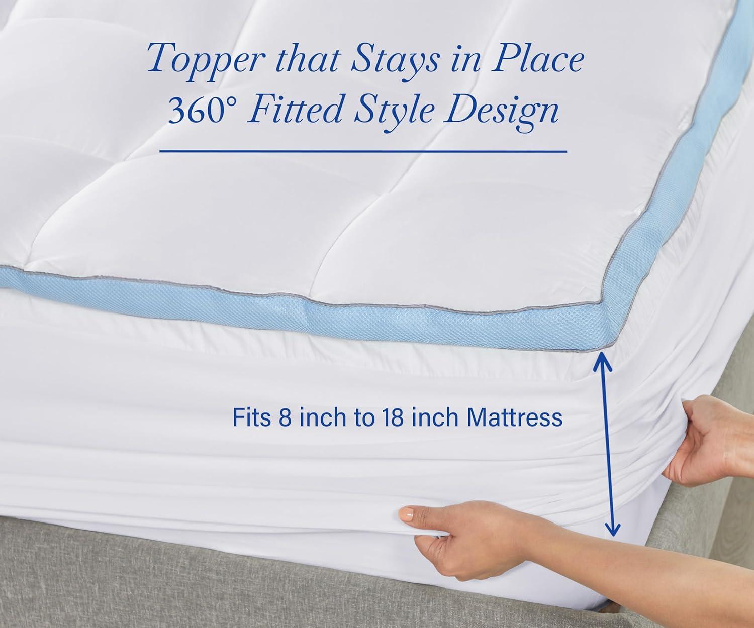 Pillow-Top Mattress Topper, Luxuriously Soft & Fluffy Thick Mattress Pad by California Design Den