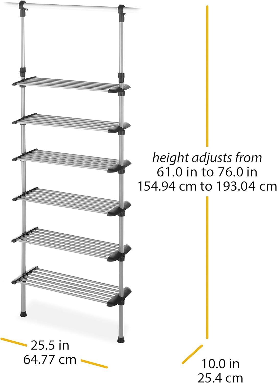 Silver Adjustable 6-Shelf Metal Closet Organizer