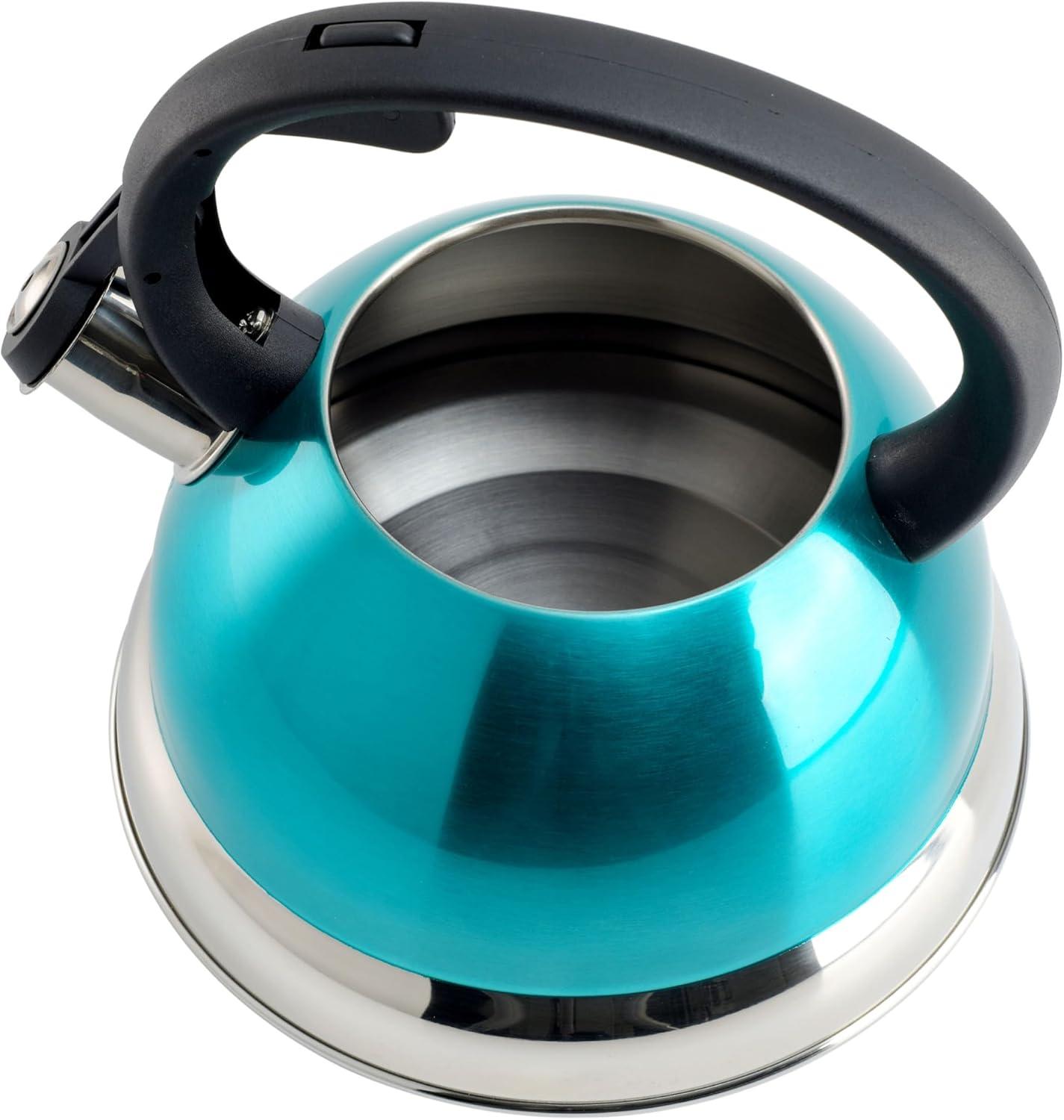 Mr. Coffee Flintshire 1.75 Quart Whistling Stovetop Tea Kettle in Turquoise