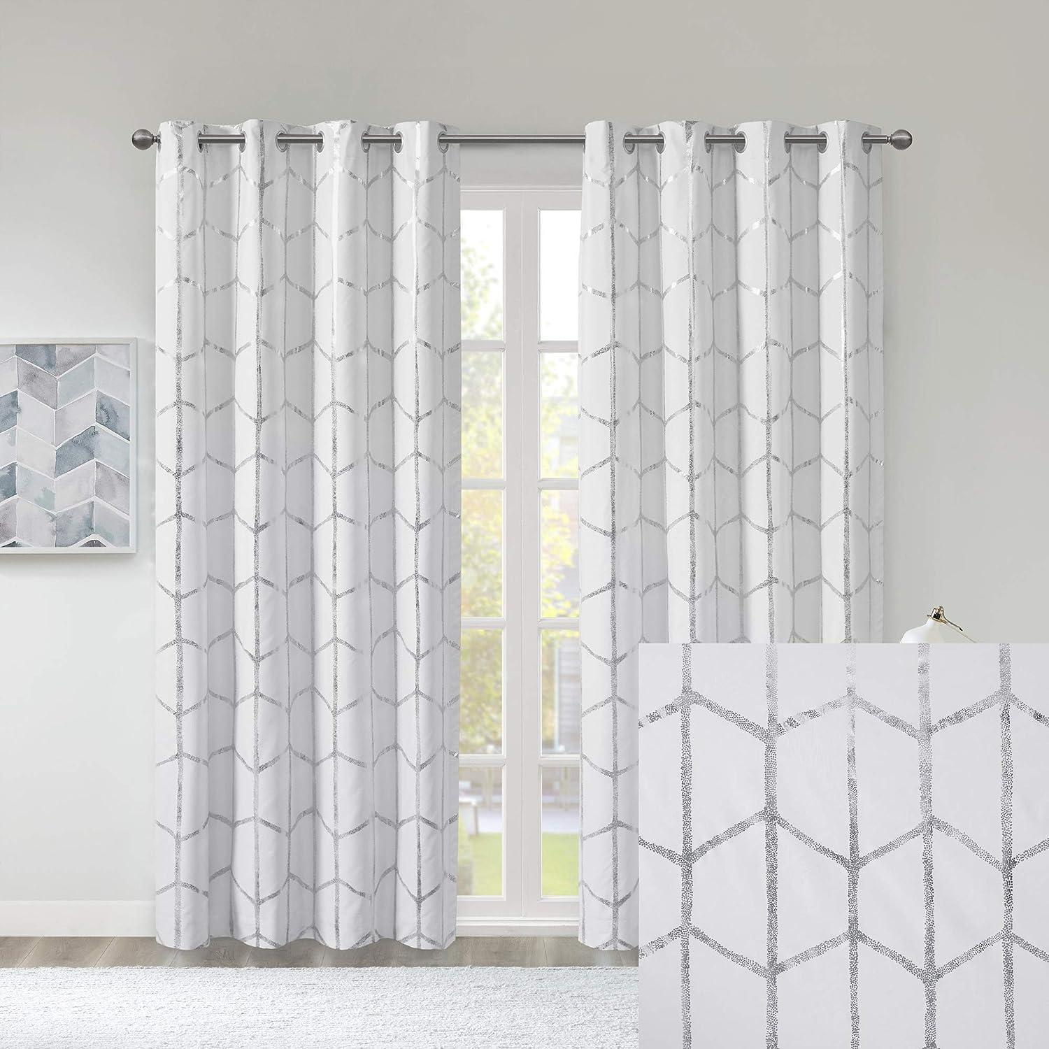 Raina Geometric Total Blackout Grommet Single Curtain Panel