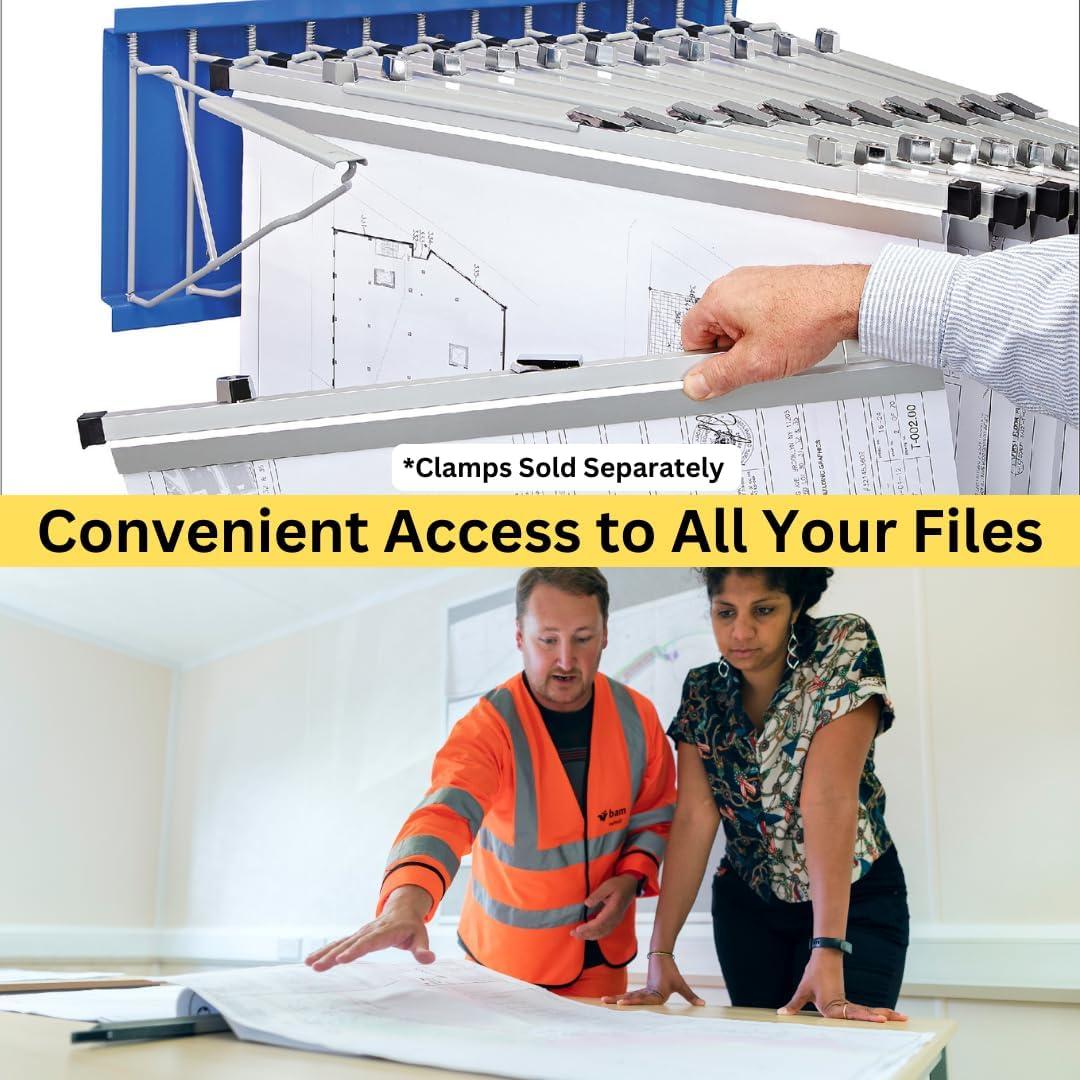 Black Steel Wall-Mounted Blueprint Rack with Pivot Brackets