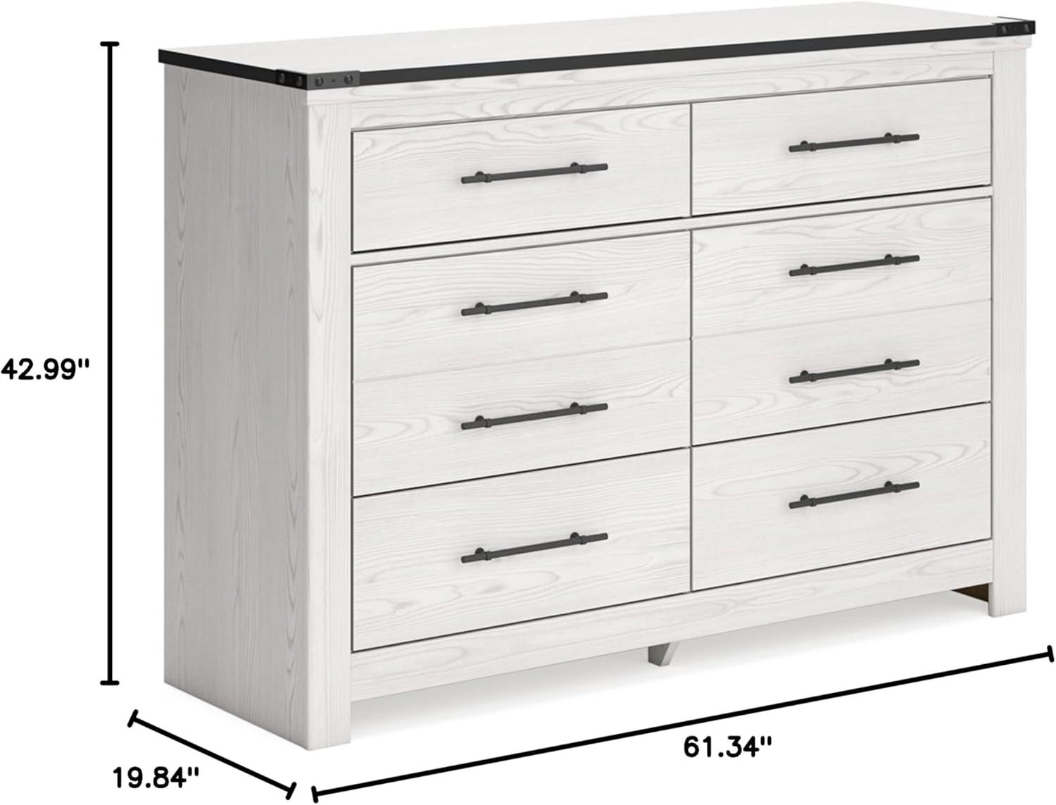 White Farmhouse Double Dresser with Pewter Handles