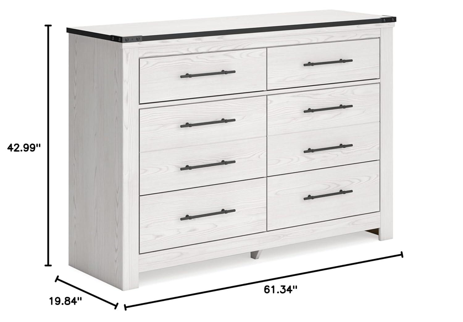 White Farmhouse Double Dresser with Pewter Handles