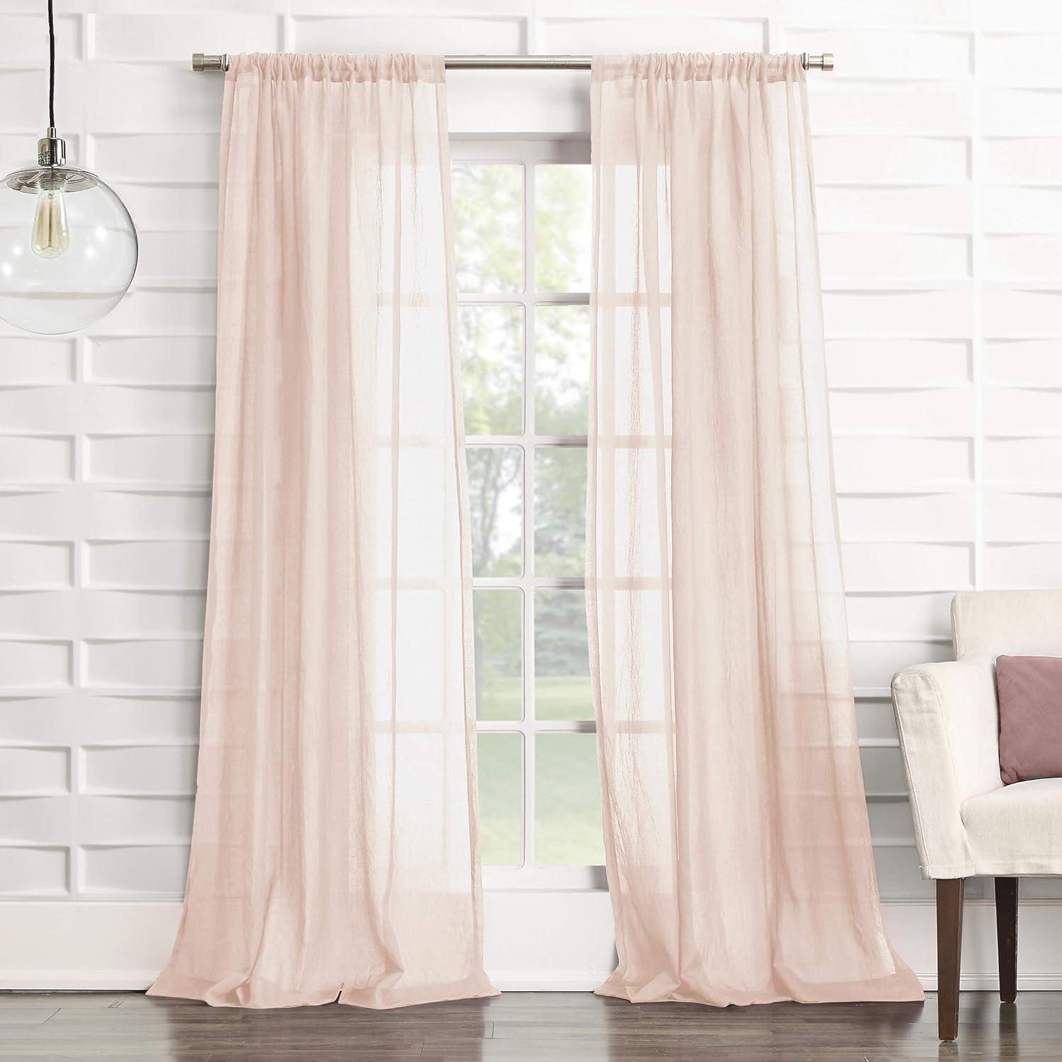 Blush Sheer Polyester Rod Pocket Curtain Panel, 50" x 63"