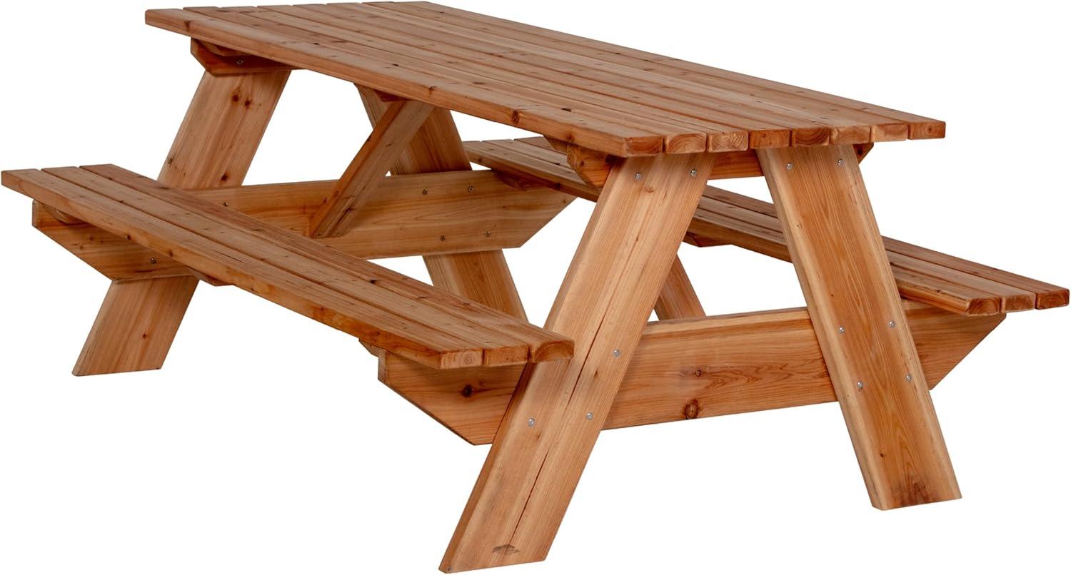 Premium Cedar Wood Rectangular Picnic Table with Rounded Corners