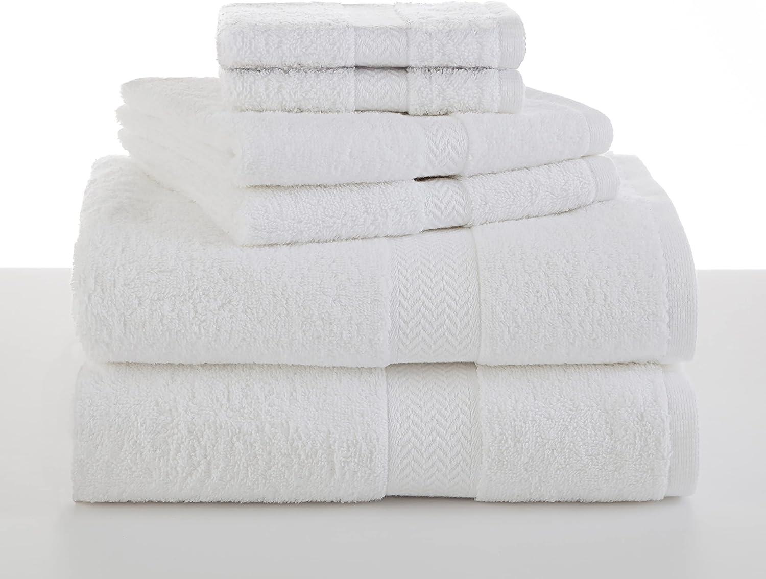 Oversized White Cotton Hand Towel Set of Six