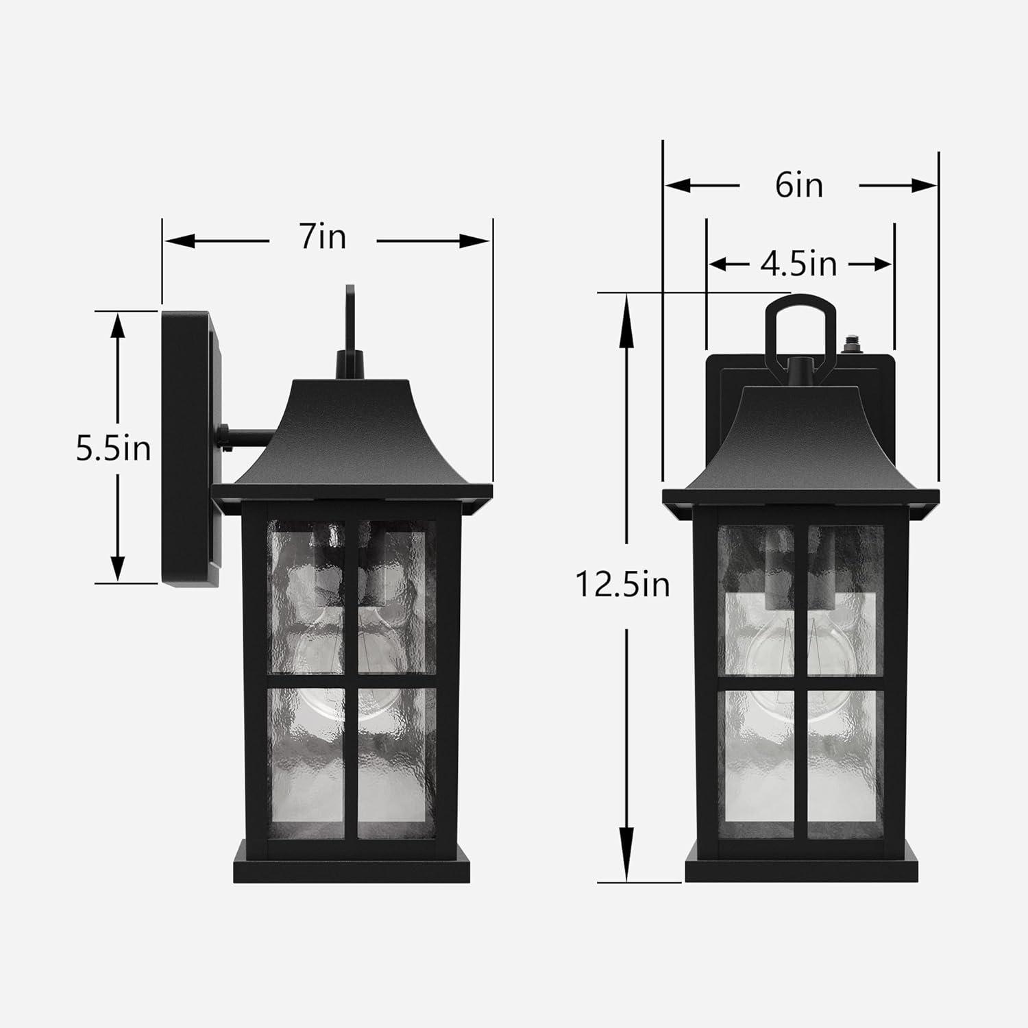 RIZPET 2-Pack Dusk To Dawn Outdoor Wall Lights, Sensor Exterior Light Fixtures Wall Mount, Porch Lights, Black Wall Lantern Wall Lamp, Waterproof Wall Sconce, Outside Lighting For Garage, Front Door (Set of 2)