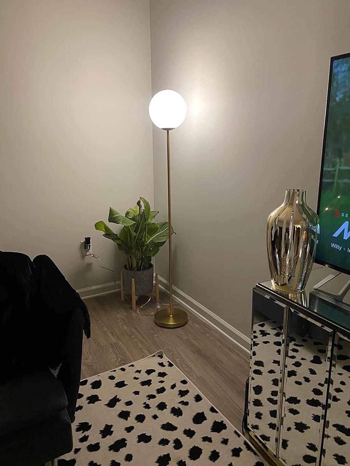 Luna 65 in. Modern LED Energy Efficient Floor Lamp with Frosted Glass Globe Shade
