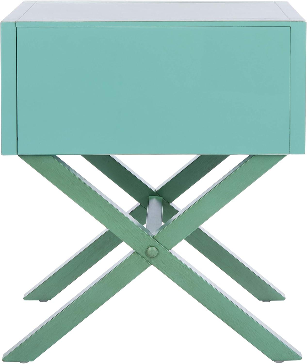 SAFAVIEH Odilia 1 Drawer Solid Retro Nightstand, Turquoise