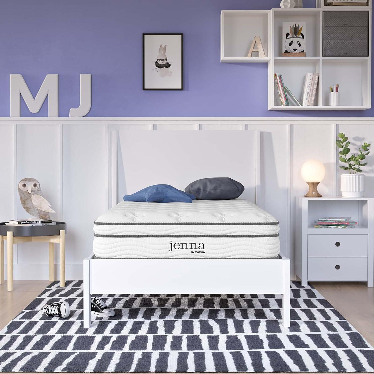 Modway Jenna 8" Modern Innerspring and Foam Twin Mattress in White