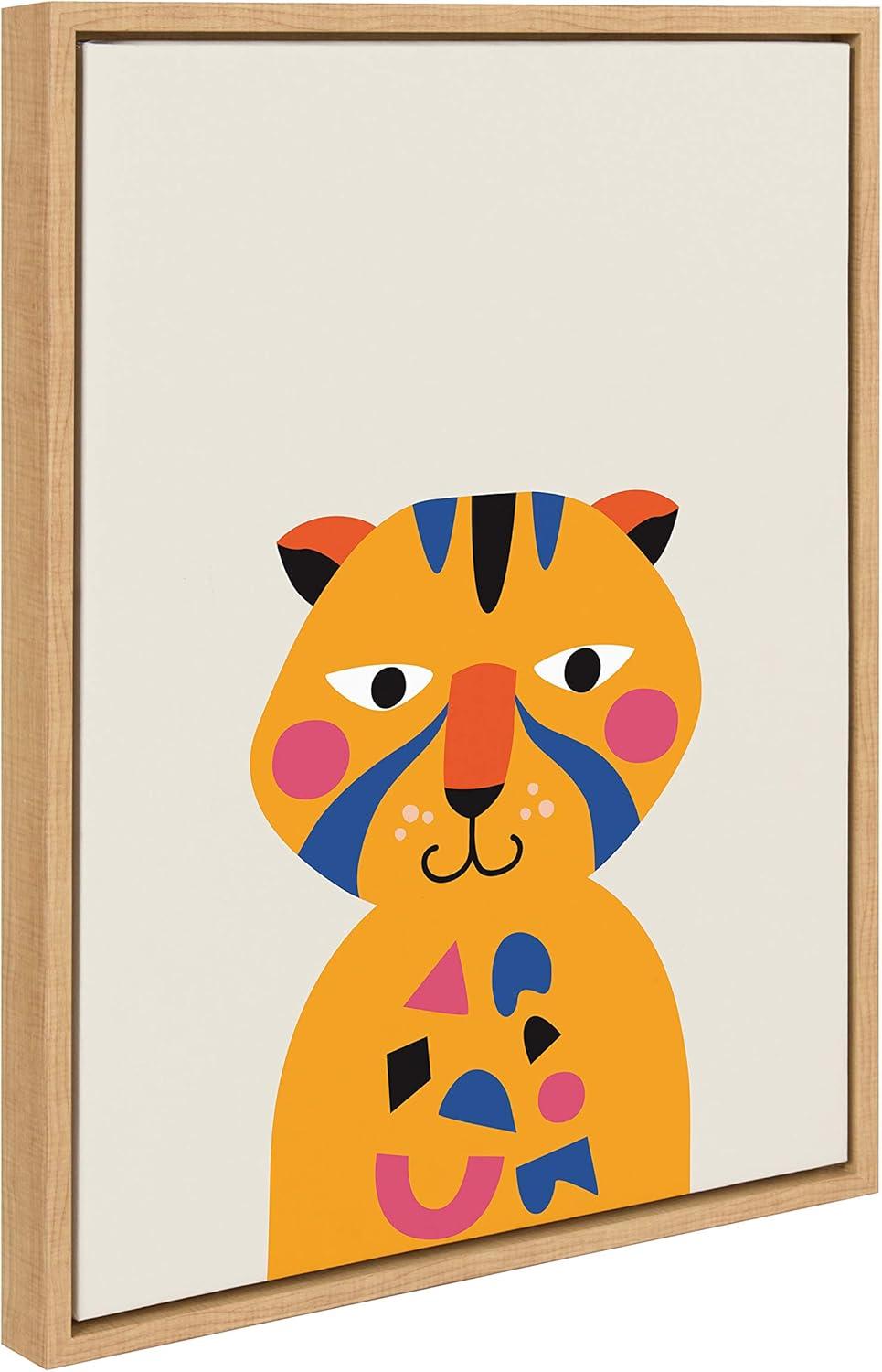 18"x24" Sylvie Mid Century Modern Baby Tiger by Rachel Lee - Kate and Laurel: Nursery Decor, Animal Theme
