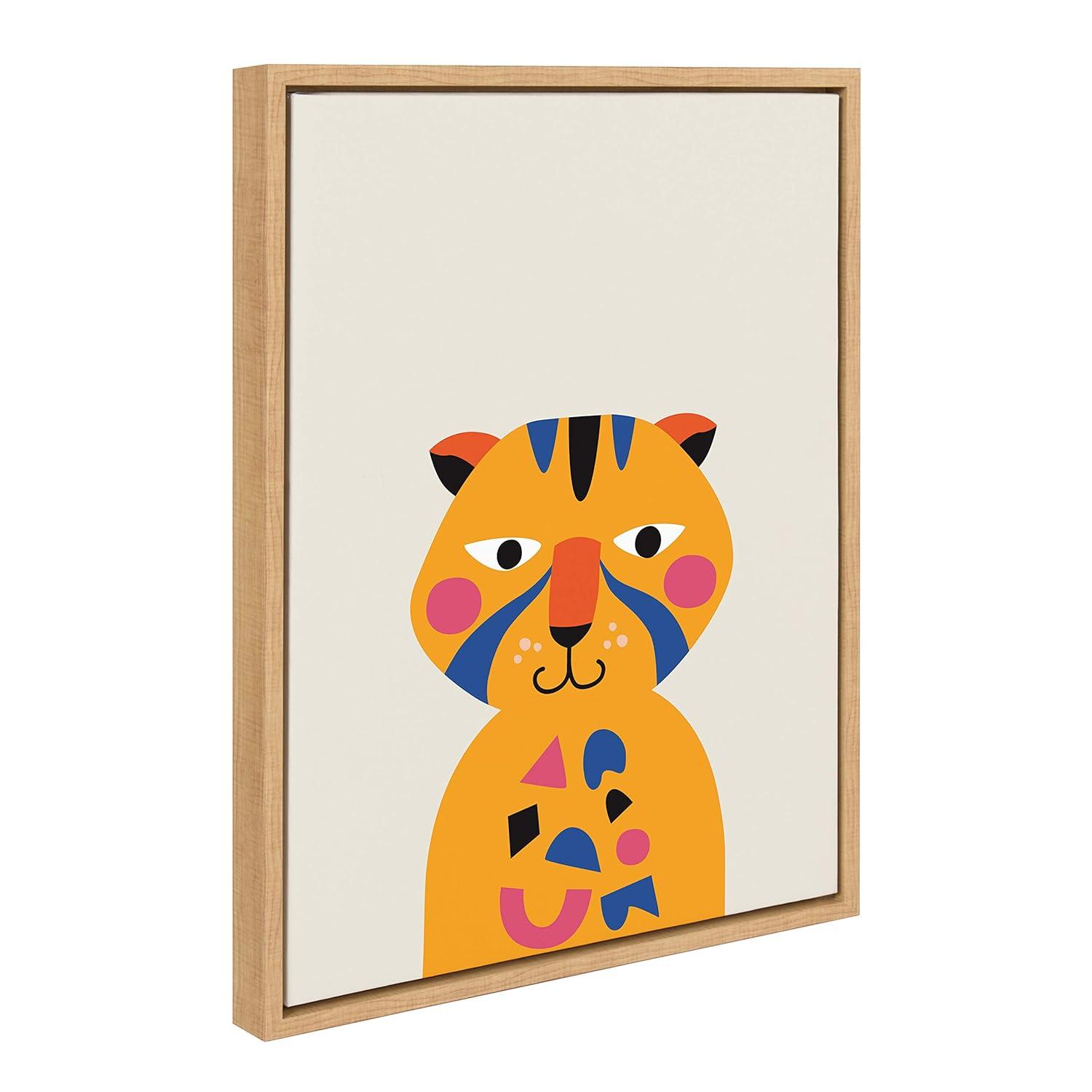 18"x24" Sylvie Mid Century Modern Baby Tiger by Rachel Lee - Kate and Laurel: Nursery Decor, Animal Theme