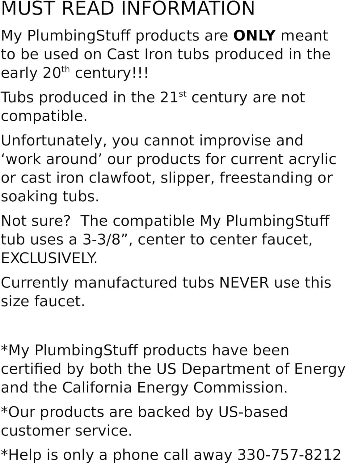 B3100 3 ⅜-Inch Centers Clawfoot Tub Faucet with Ceramic Cartridges & ¼-Turn Ball-Valve Diverter - Diverter Bathcock - Faucet Replacement - Solid-Brass Chrome-Plated - ¾ Male IPS Inlet