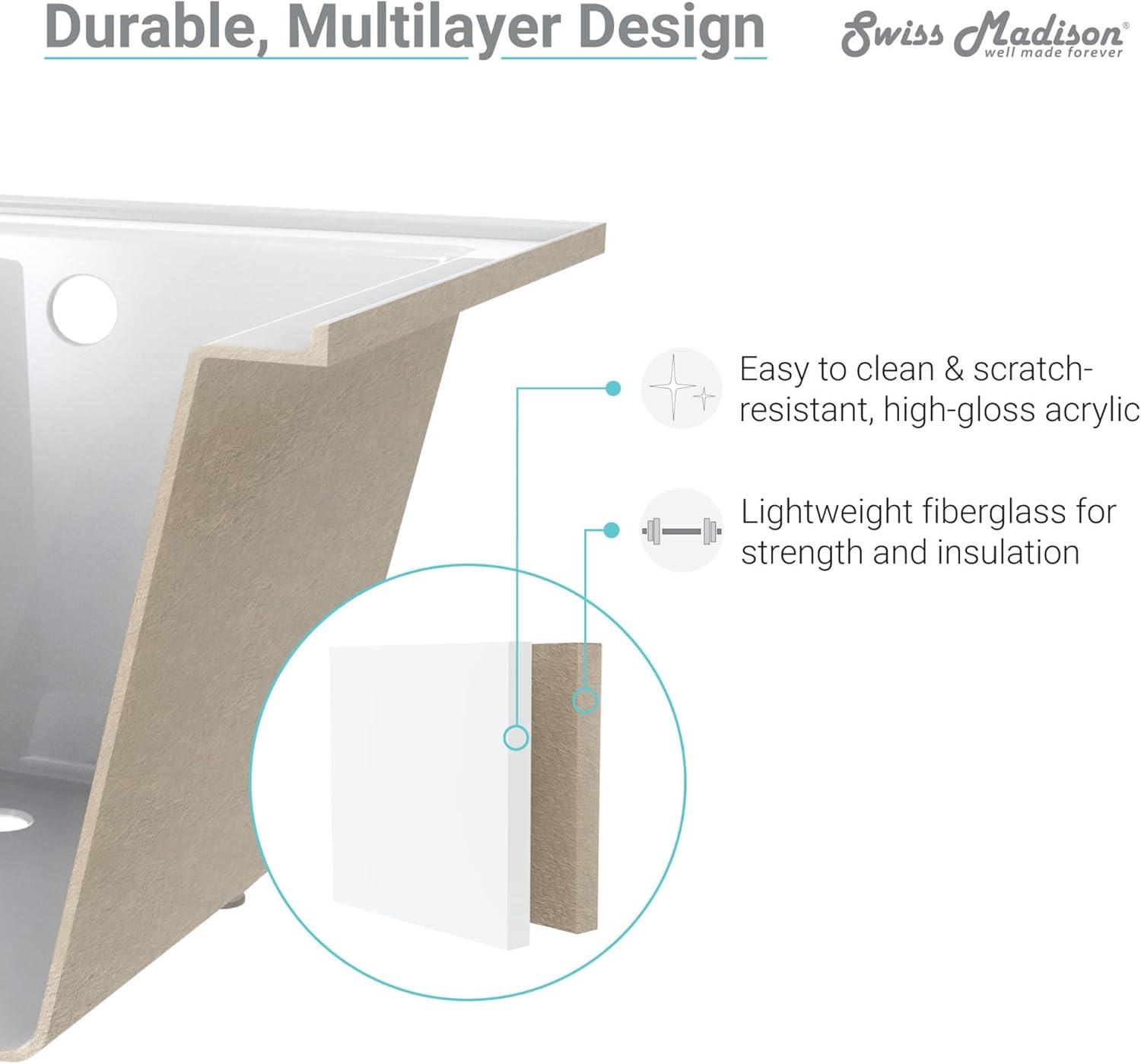 Voltaire 60" x 36" Reversible Drain Drop-In Bathtub