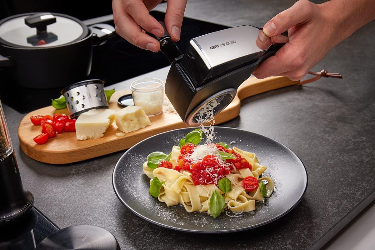 GEFU Black and Silver Rotary Grater with Container