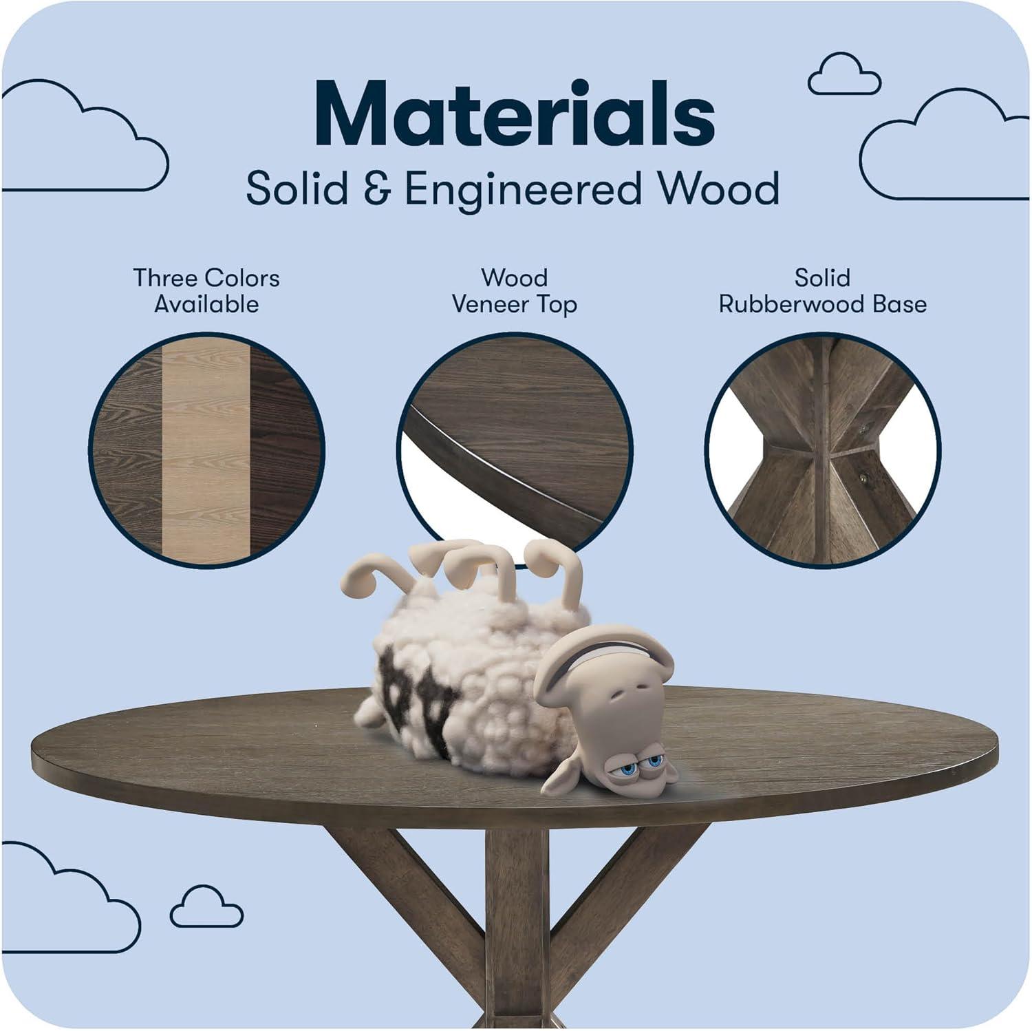 Finch Alfred Round Solid Wood Rustic Dining Table