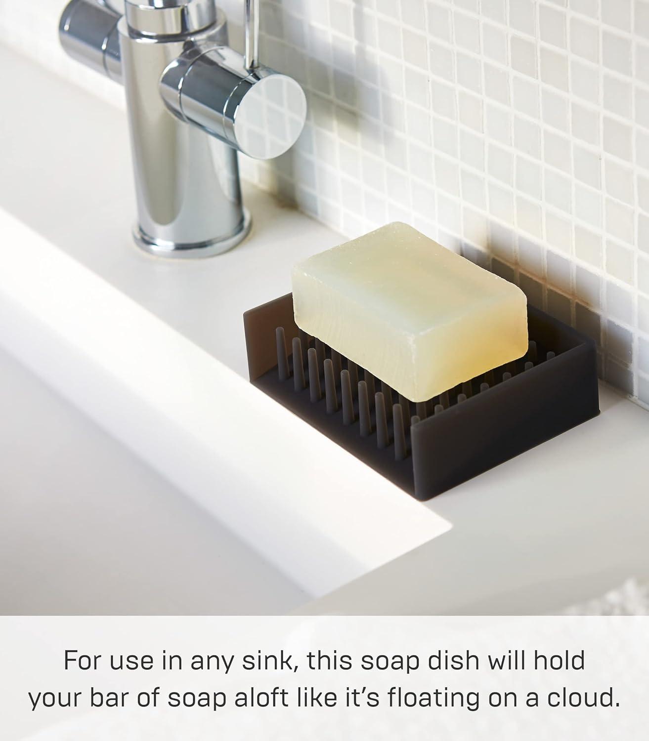 Black Silicone Self-Draining Soap Tray with Spikes