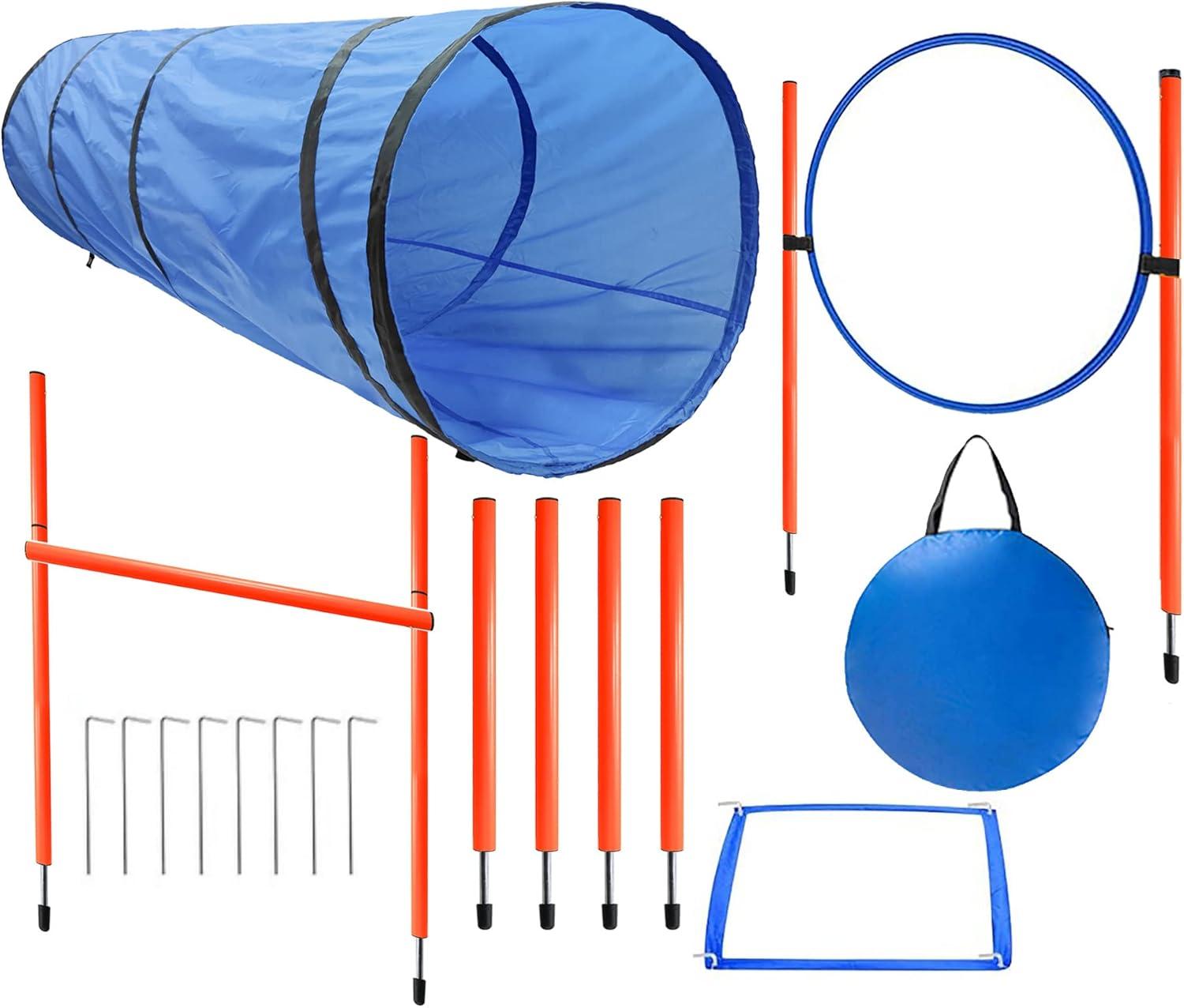 Blue Dog Agility Training Set with Tunnel and Hurdles