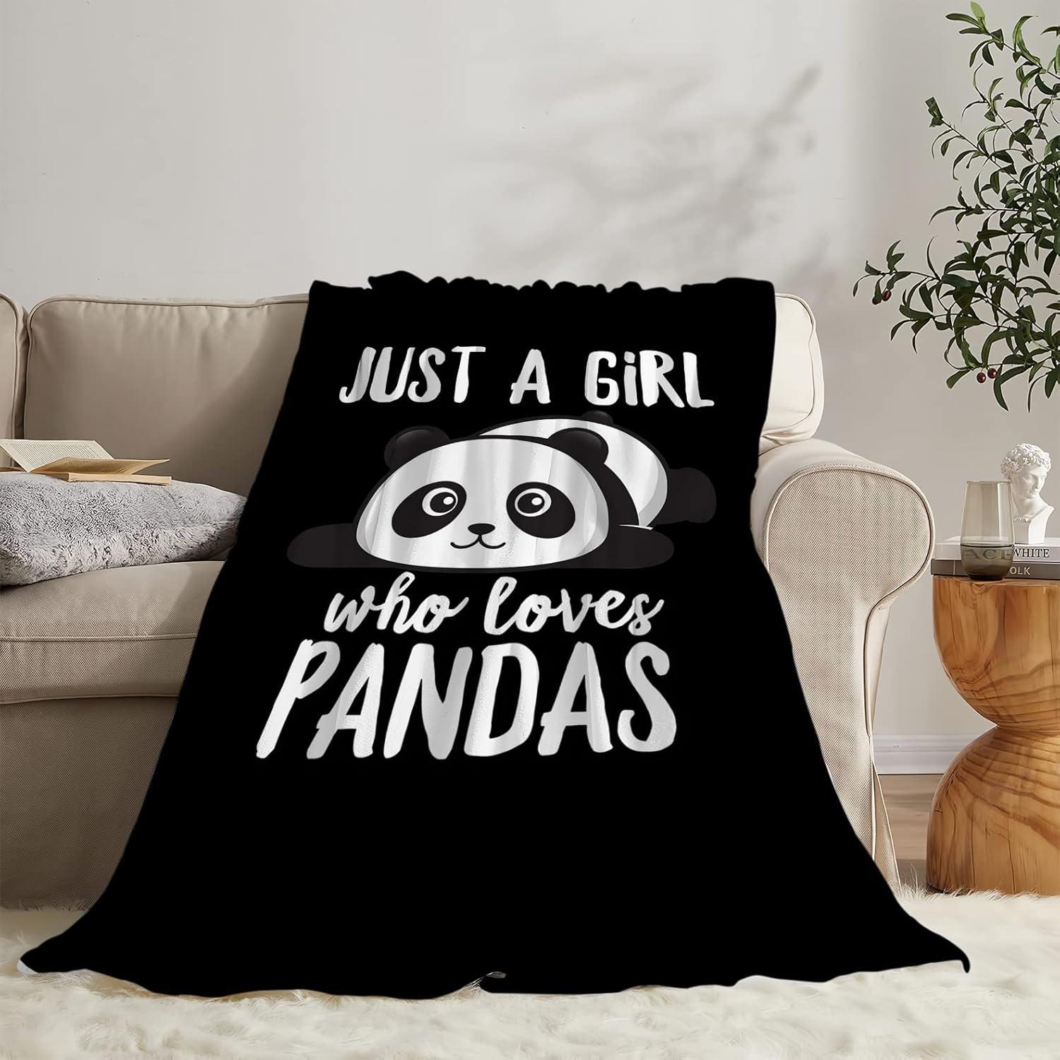 Panda Blanket Cute Panda Plush Throw Blanket Super Soft Cozy Warm Fleece Just A Girl Who Loves Panda Bedding Blanket Gifts for Kids Girls Boys Women 40"X50"