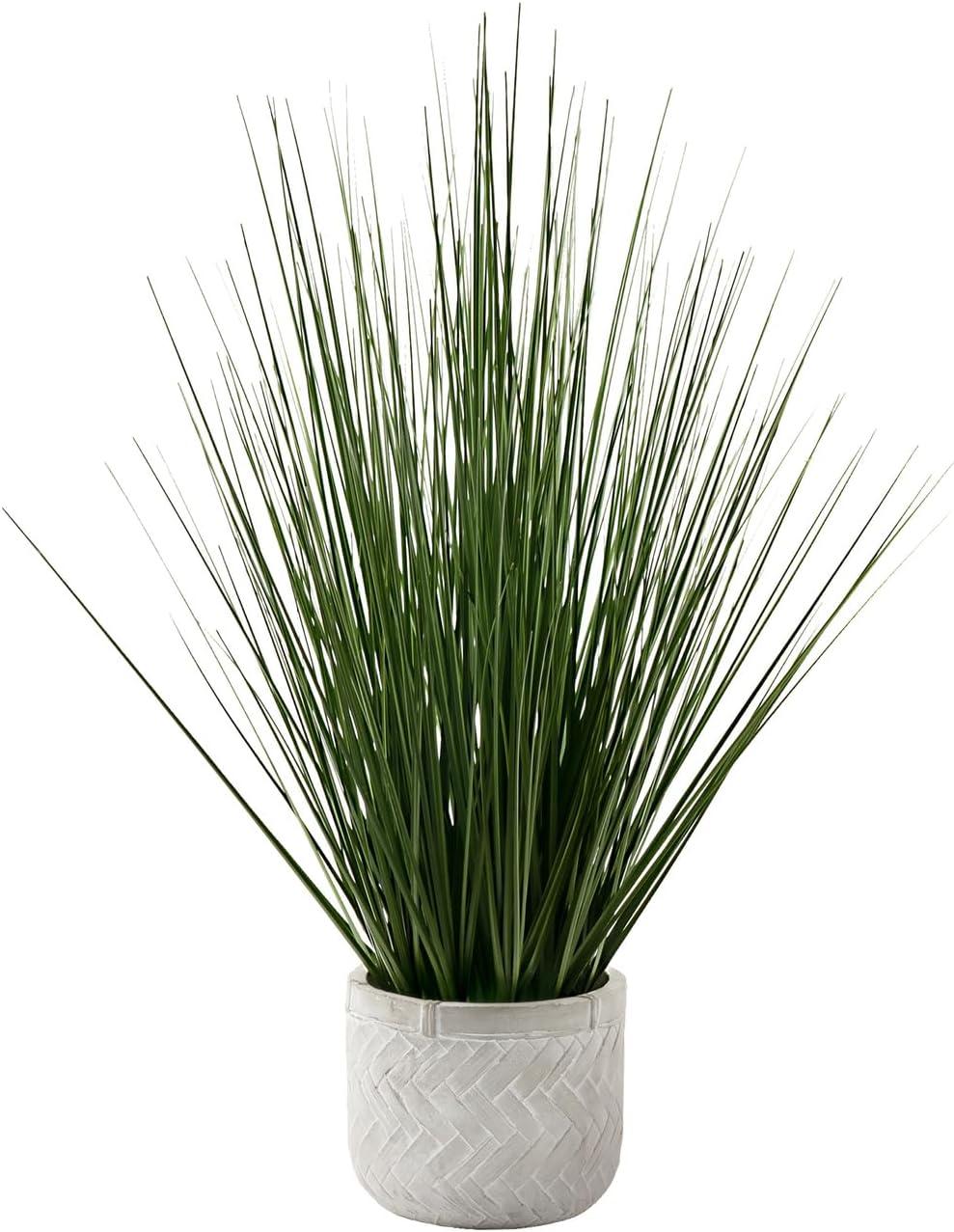 Monarch Specialties Artificial Plant 21 inch Tall Grass Indoor Faux Fake Table Greenery Potted Real Touch Decorative Green Grass White Pot
