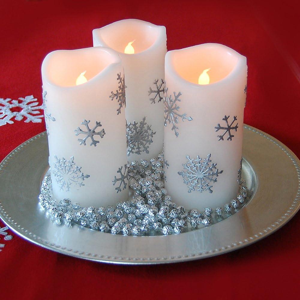 Snowflake Battery Operated Wax LED Candles (Set of 2)