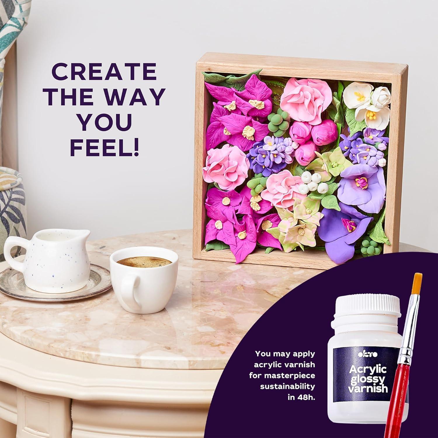 Wooden Frame DIY Flower Kit with Air Dry Clay