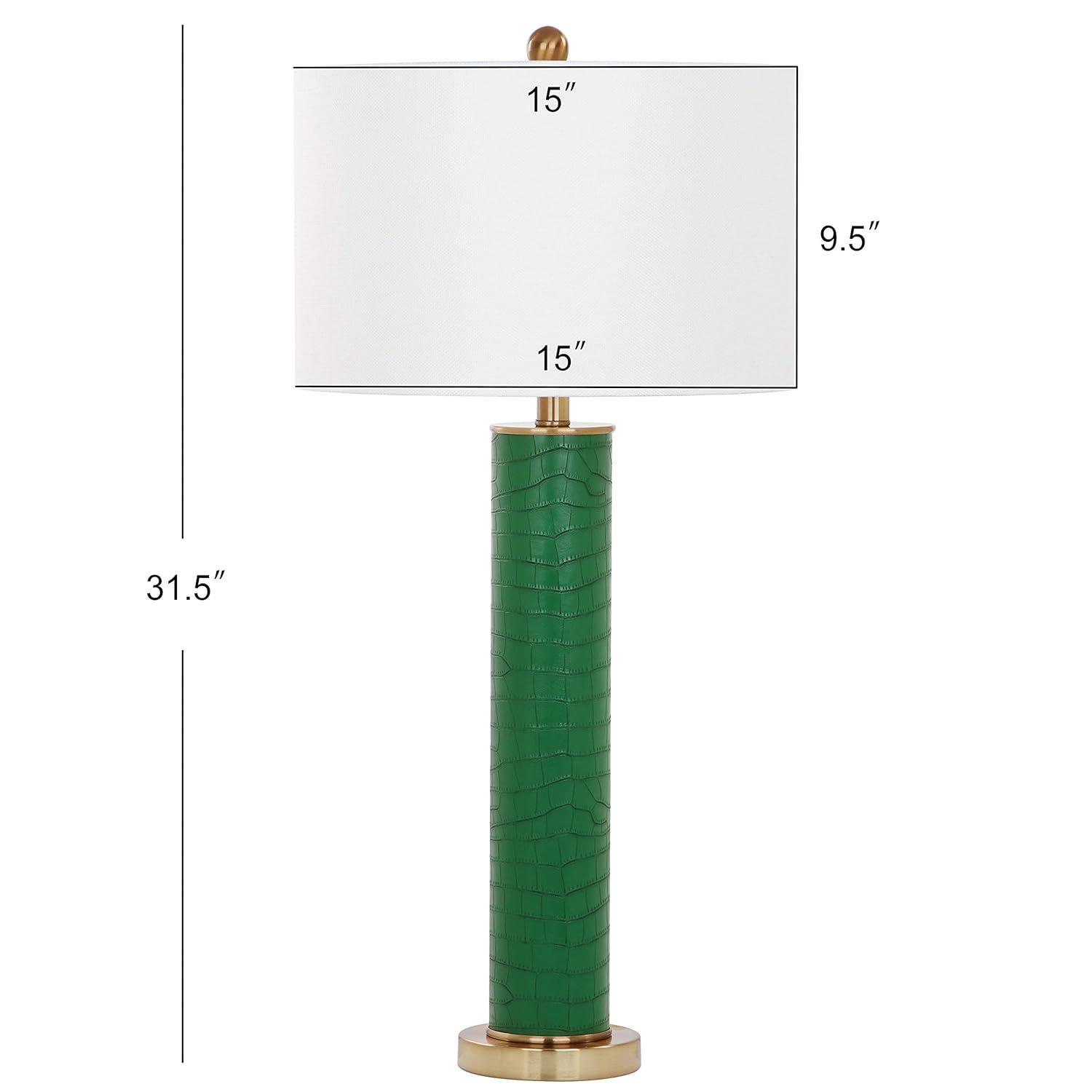 Ollie Table Lamp (Set of 2) - 31.5 Inch Height - LIT4404 - Dark Green Faux Alligator - Safavieh