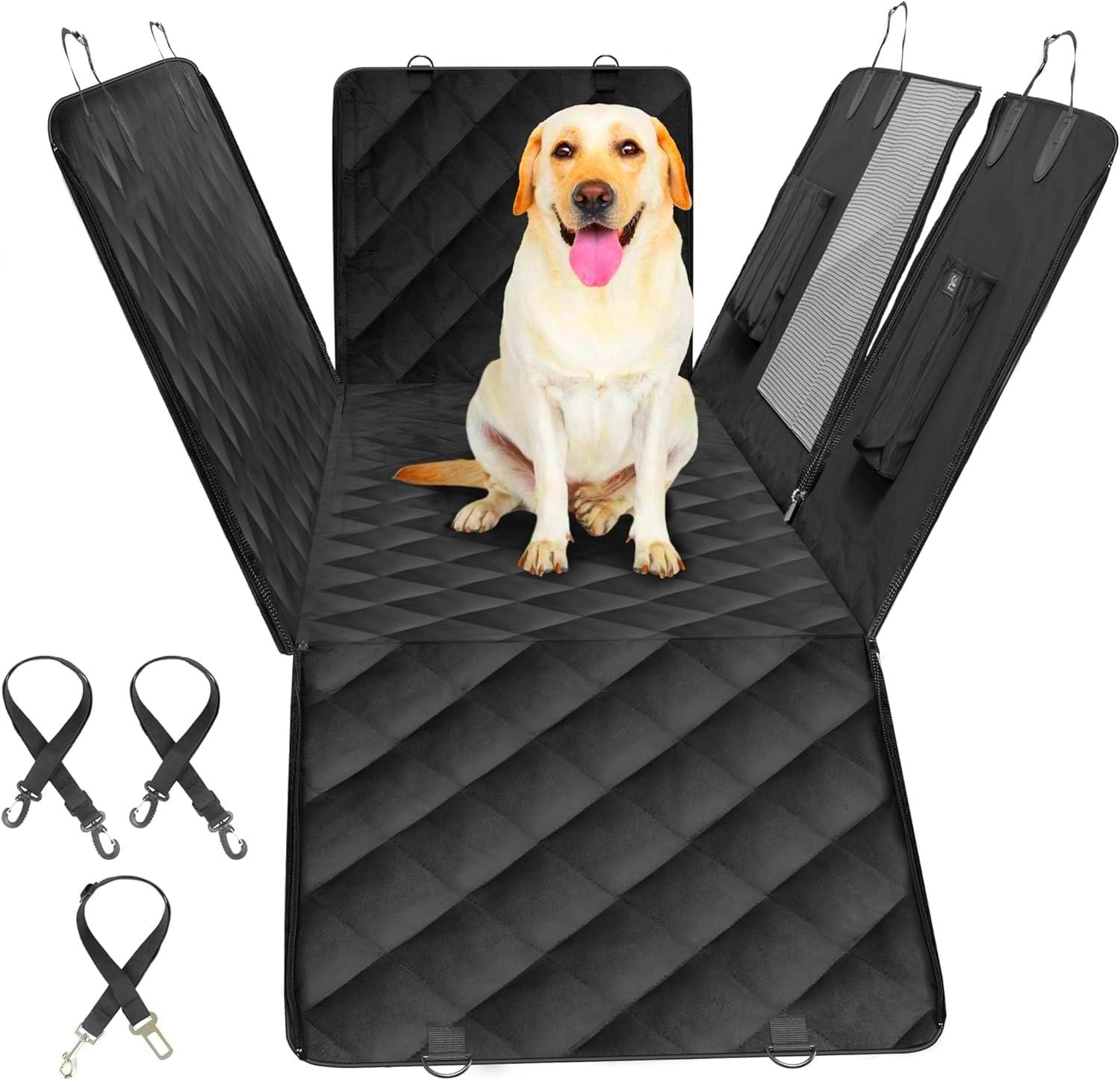 Extra Large Black Waterproof Dog Car Seat Cover with Mesh Window