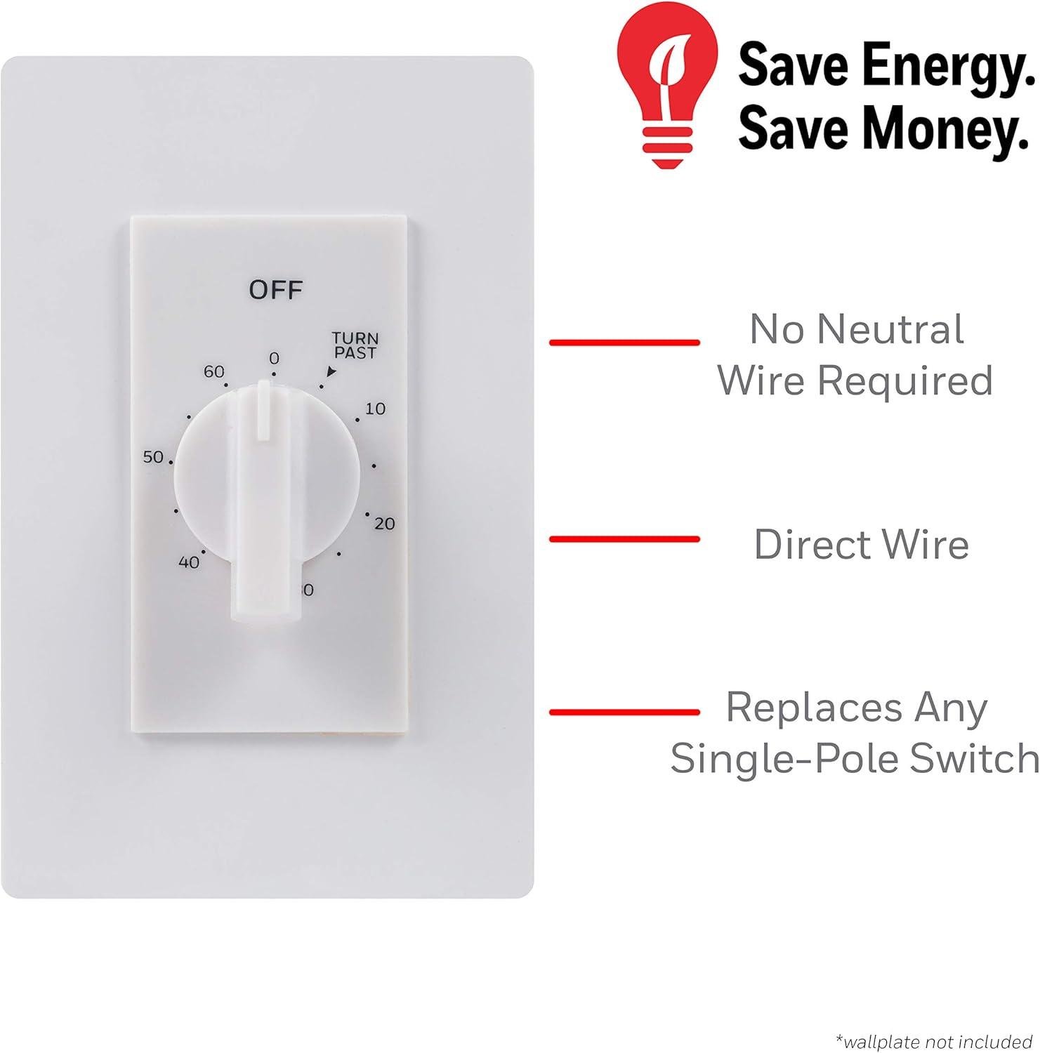 White Mechanical In-Wall Timer Switch with Dial