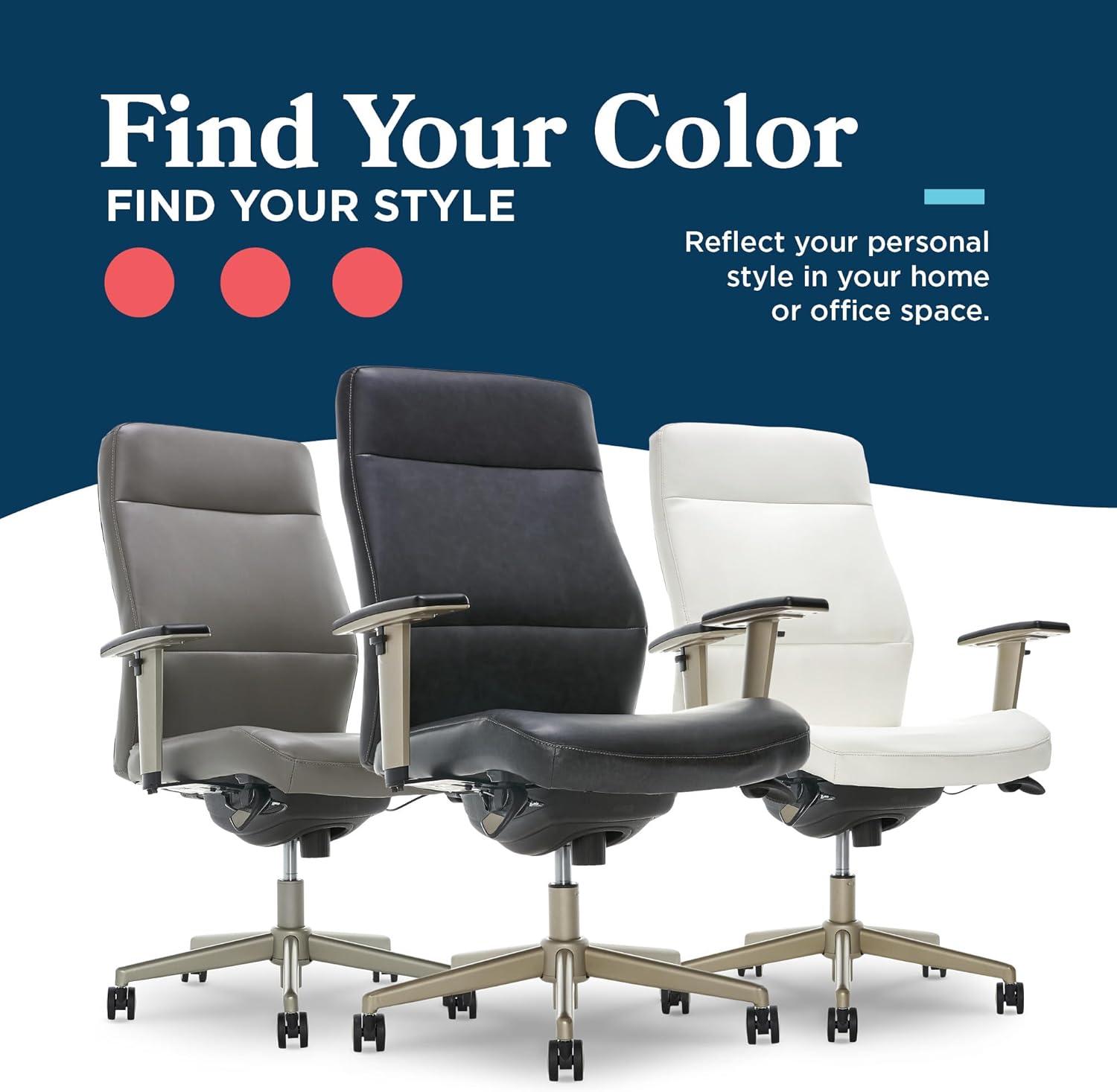 La-Z-Boy Baylor Bonded Leather Adjustable Ergonomic Executive Office Chair with Lumbar Support