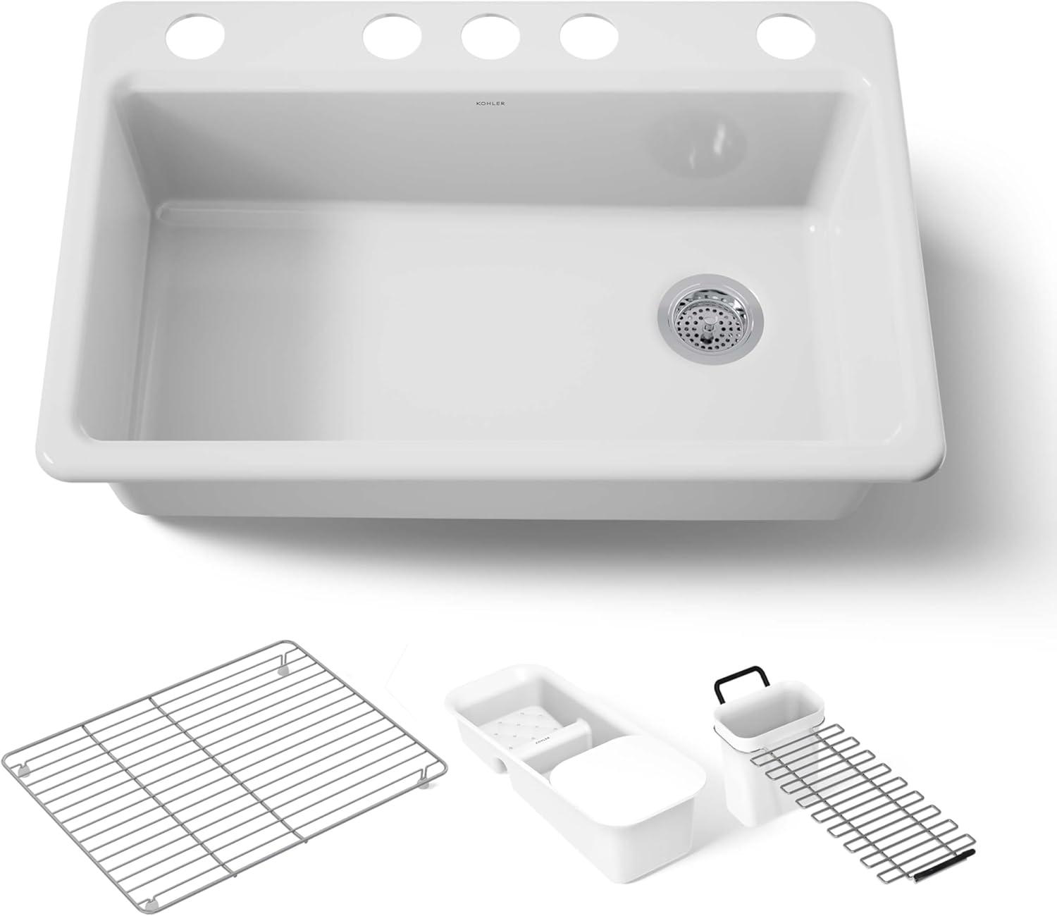 Riverby 33" x 22" x 9-5/8" Under-Mount Single-Bowl Kitchen Sink with Accessories