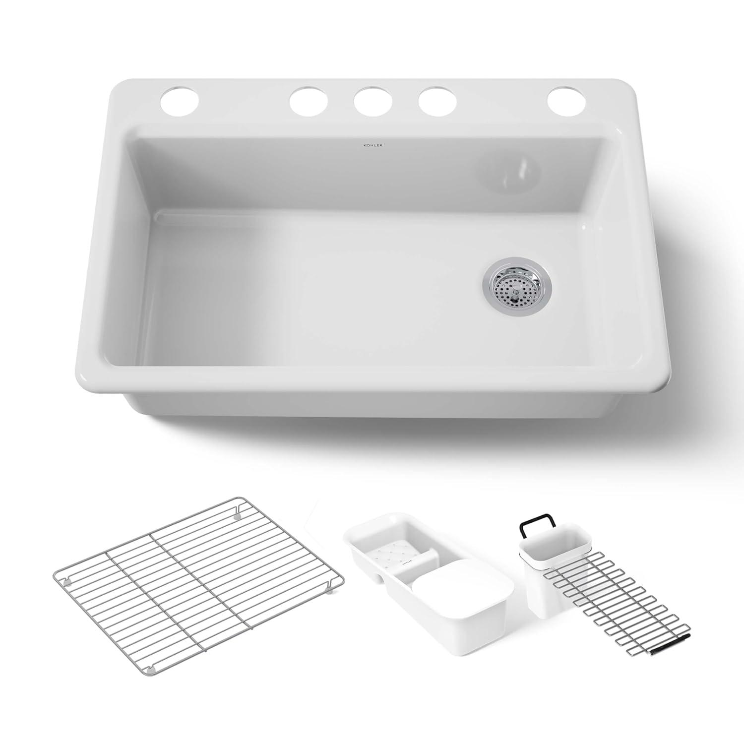 Riverby 33" x 22" x 9-5/8" Under-Mount Single-Bowl Kitchen Sink with Accessories