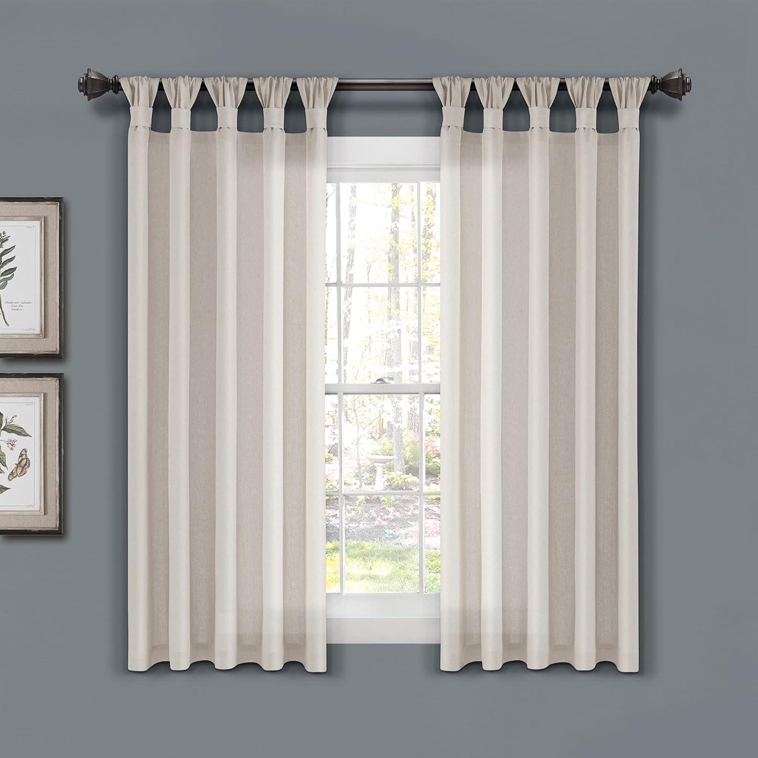 Lush Decor Burlap Knotted Tab Top Semi Sheer Curtain Pair (Set of 2)