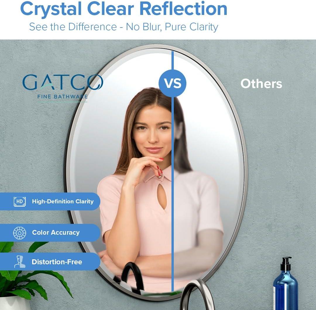 Flush Mount Framed Bathroom Vanity Mirror | Oval Framed Wall Mirror with Beveled Edge | Decorative Wall Mirror for Bathroom, Bedroom, Hallway, Entryway