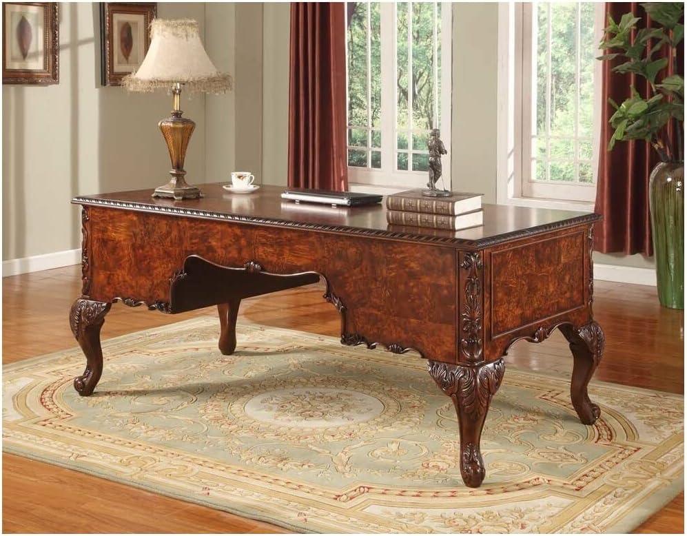 Royal Burlwood 72" Executive Desk with Carved Cherry Walnut Finish