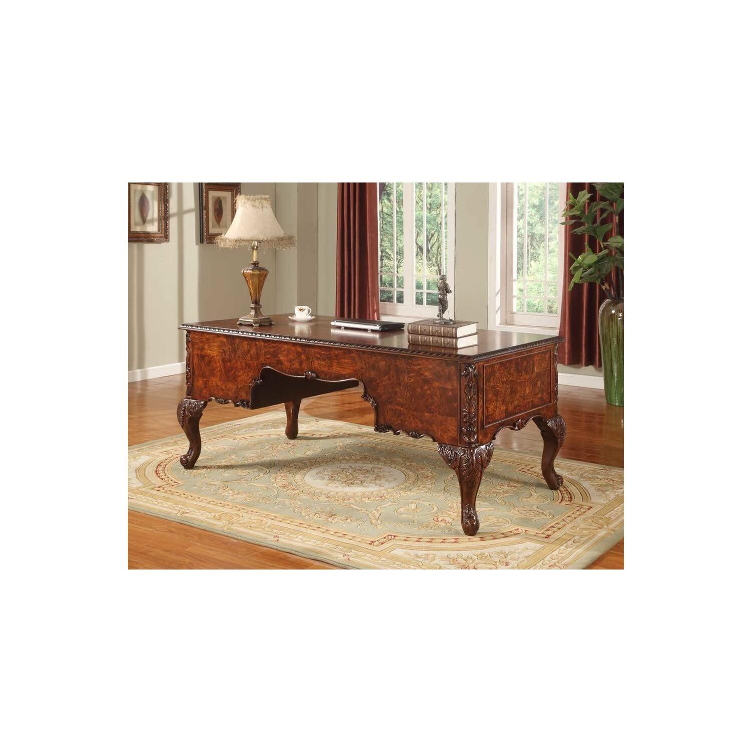Best Master CDExecutive 72" Wood Office Desk With Hand Carved Designs in Cherry