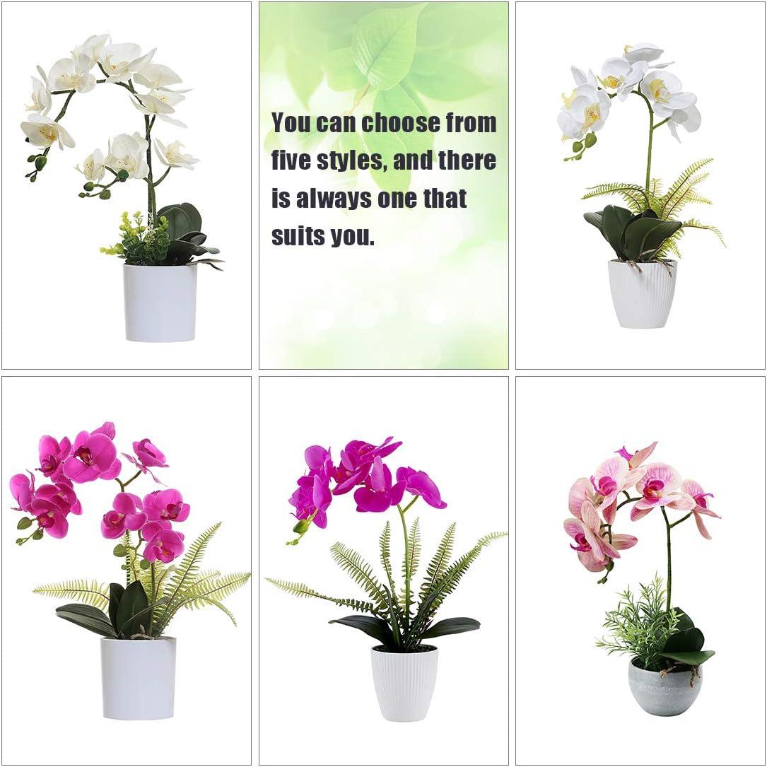 White Artificial Orchid in Plastic Pot for Home Office Decor