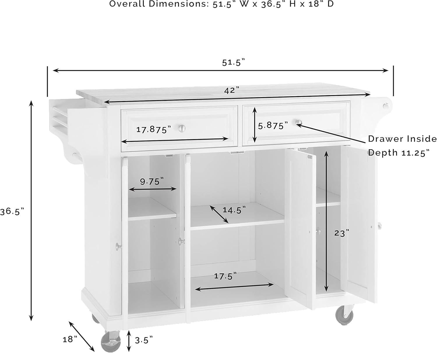 Crosley Furniture Wood/Solid Granite Kitchen Cart in White/Gray