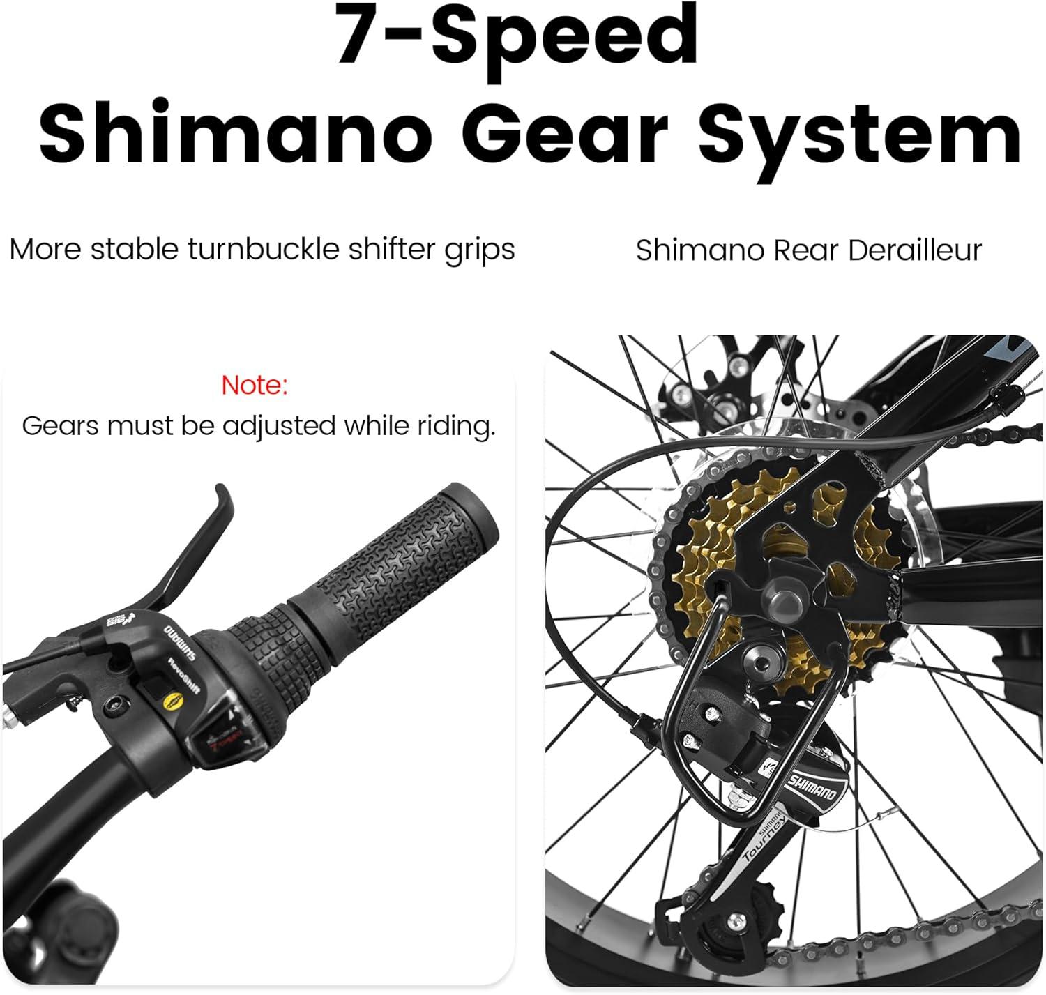 Mountain Bike 20 inch Wheels Fat Tire Bike,4" Wide Fat Tire Snow Mountain Bike ,7 Speed Teenager Children Kids' Bicycles