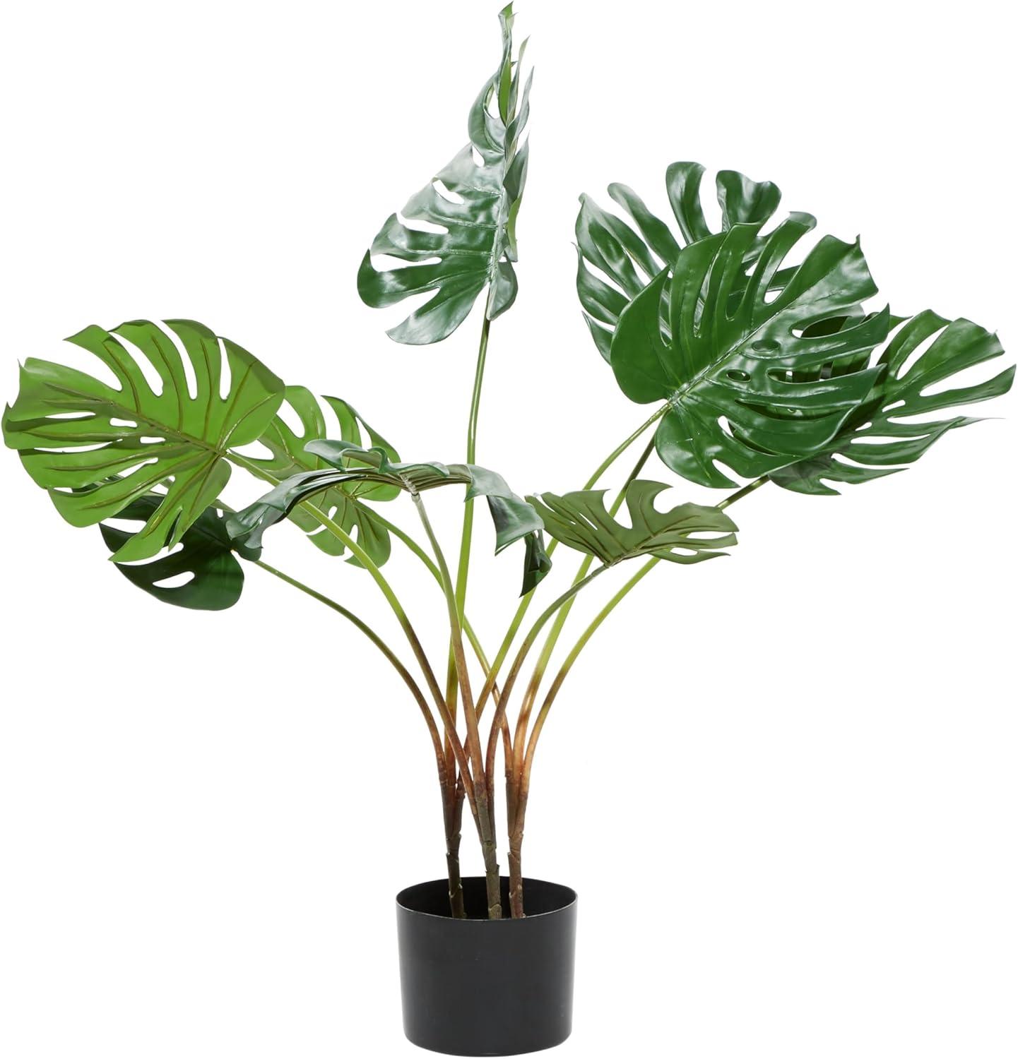 DecMode 73" Artificial Ficus Tree in Realistic Leaves and Black Plastic Pot