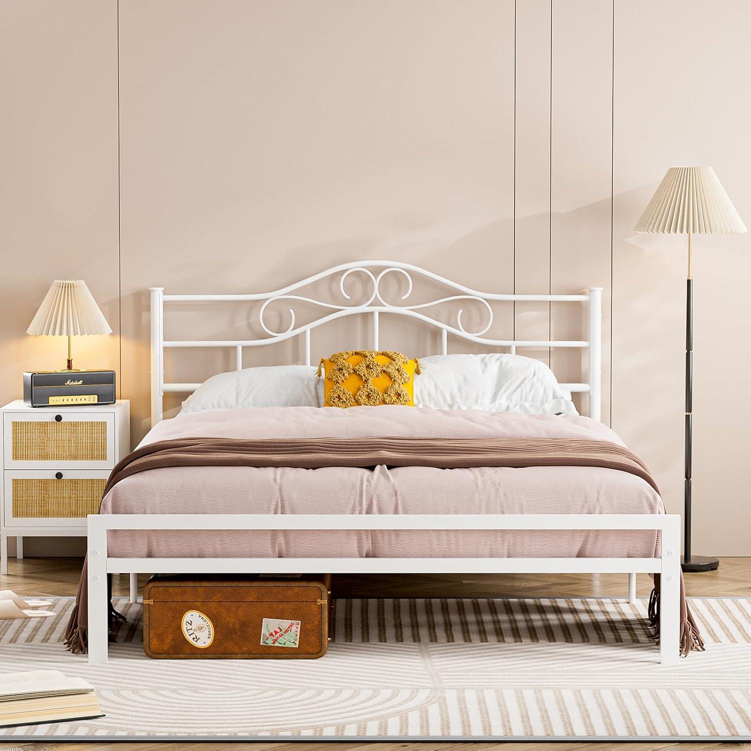 Red Barrel Studio® Anary Metal Headboard, Adjustable Height, Steel Curved Headboard , Farmhouse Scrollwork Design