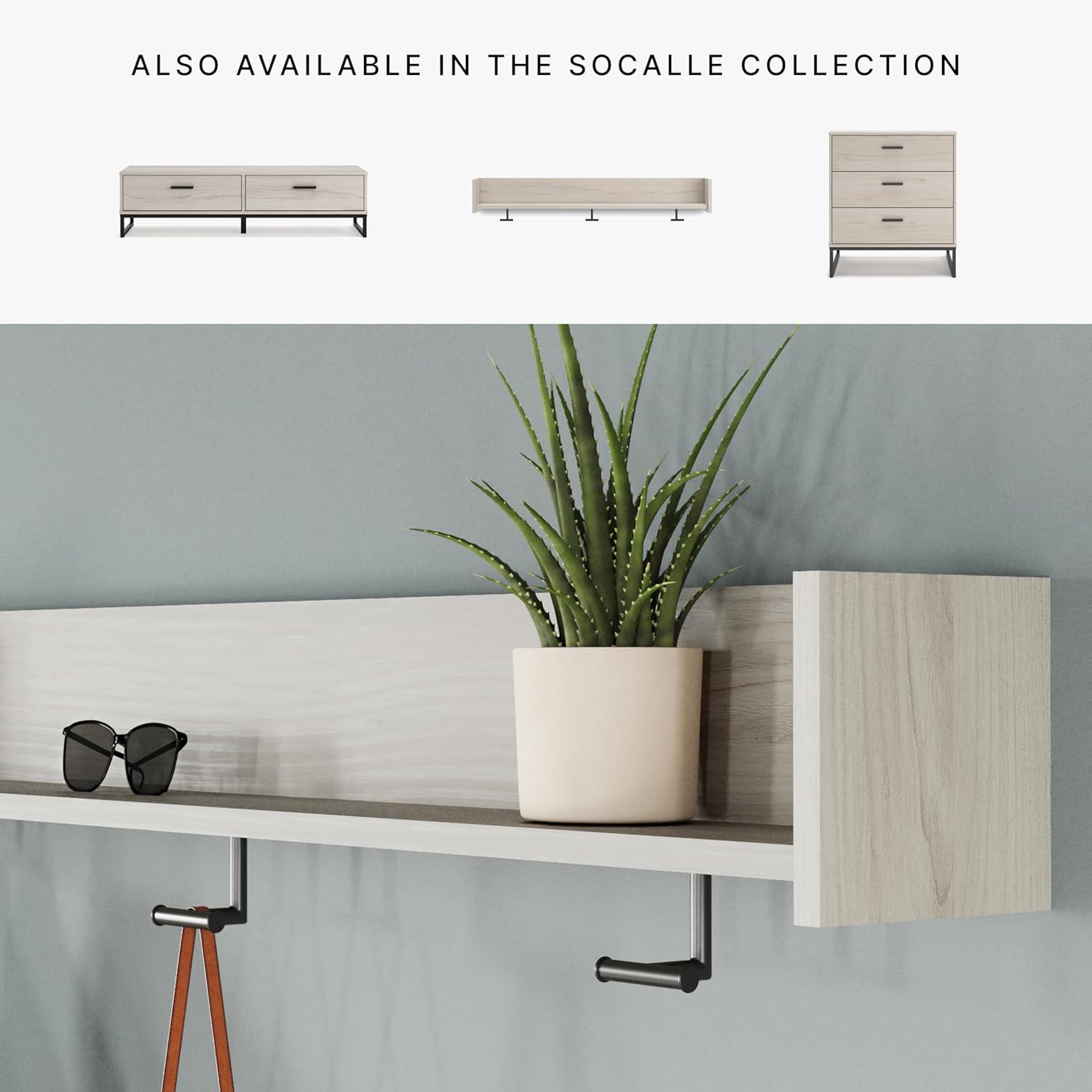 Transitional Black and White Wall Mounted Coat Rack with Shelf