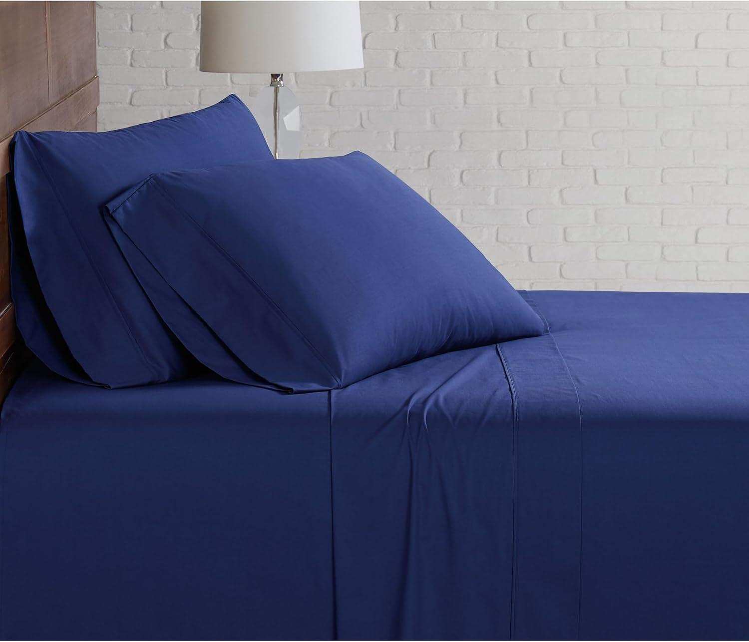 Twin Classic Cotton Solid Sheet Set Navy - Brooklyn Loom