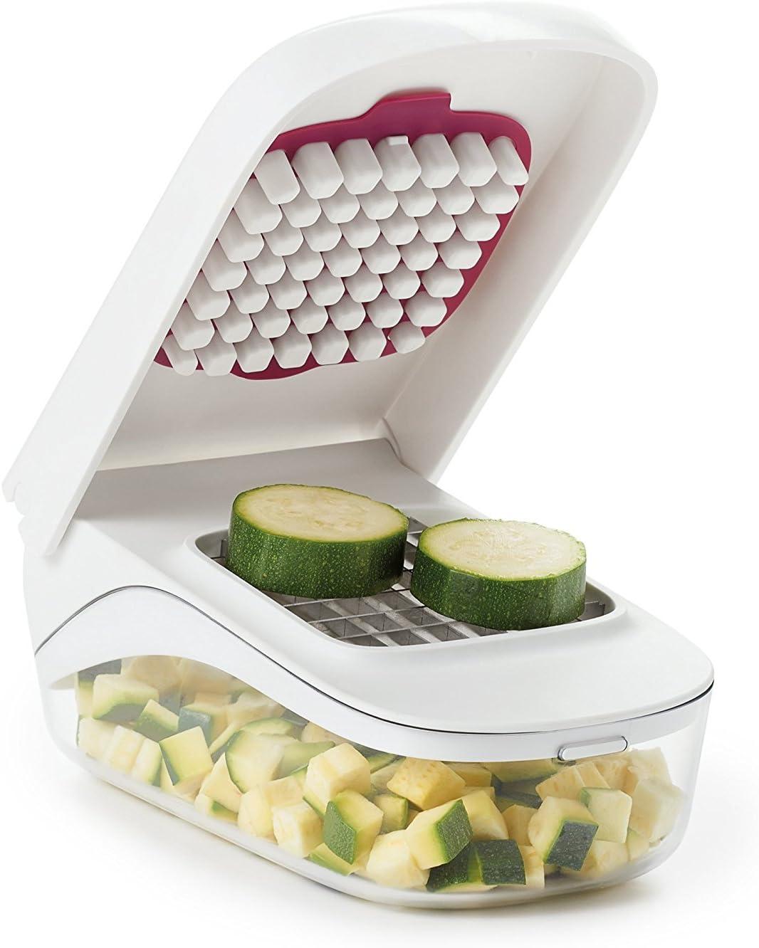 White Stainless Steel Easy Pour Vegetable Chopper