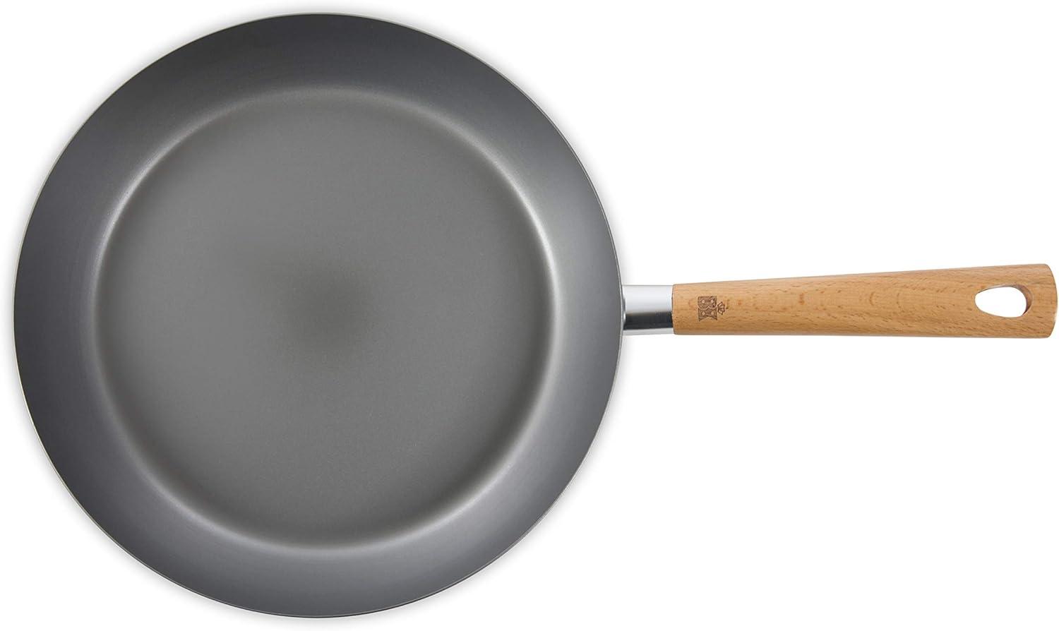 19'' Gray Carbon Steel Frying Pan with Wooden Handle