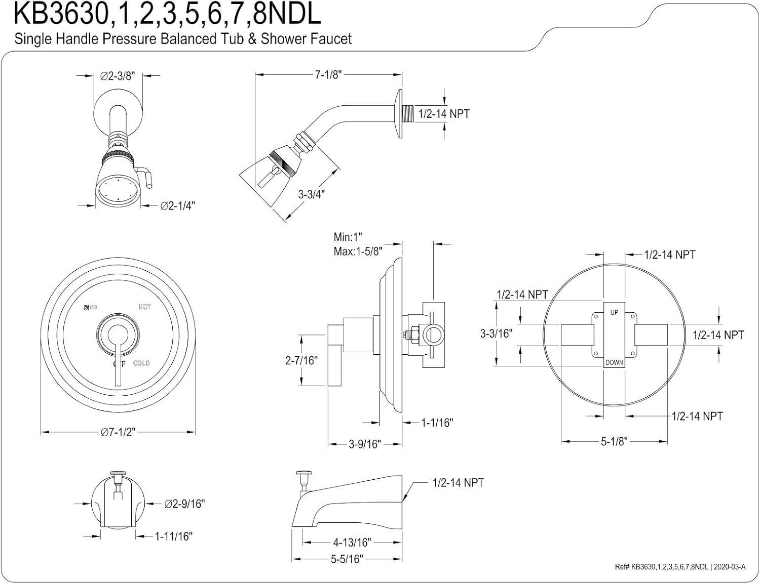 Kingston Brass NuvoFusion Single-Handle Pressure Balanced Tub and Shower Faucet