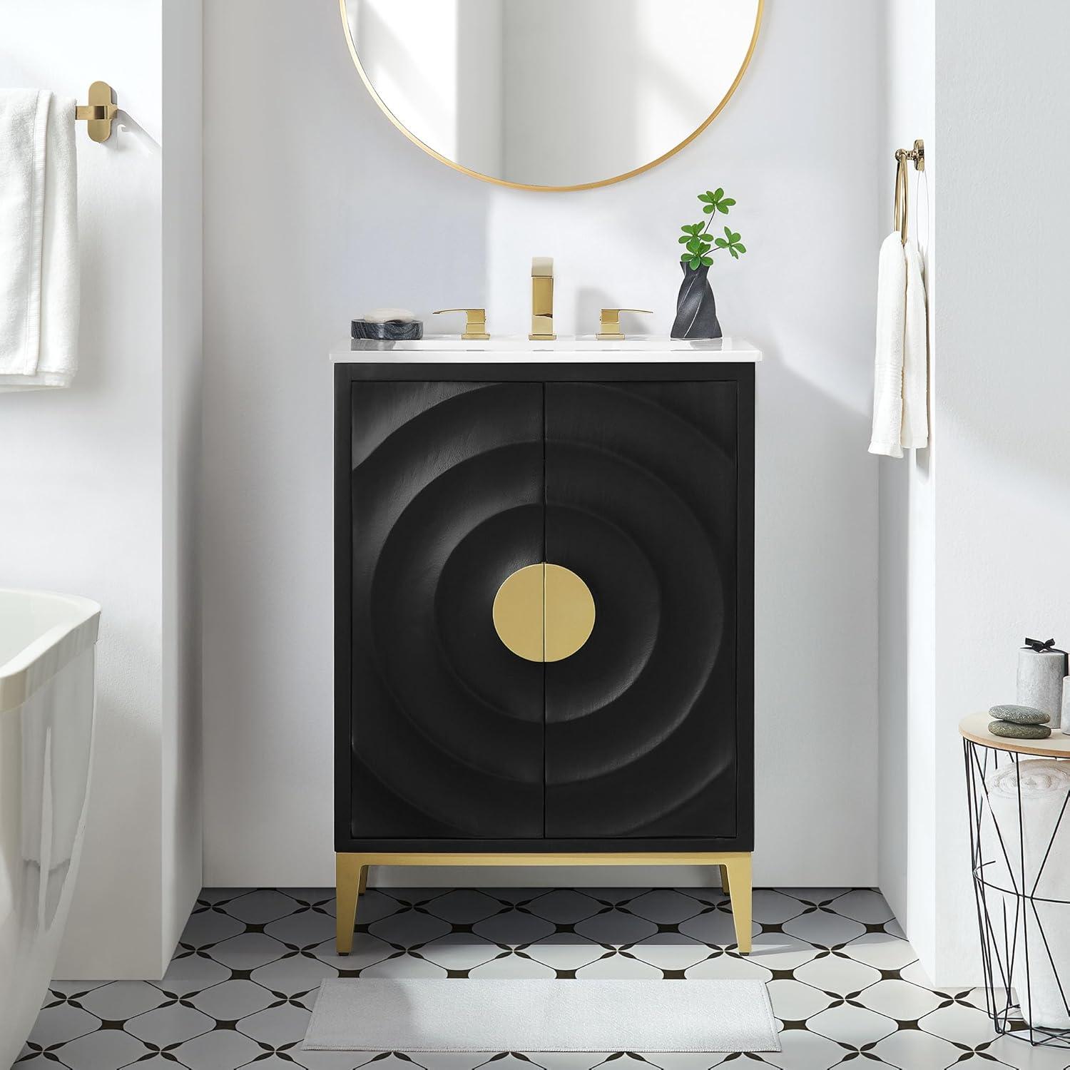 Modway Beau 24" Bathroom Vanity Cabinet (Sink Basin Not Included) In Black