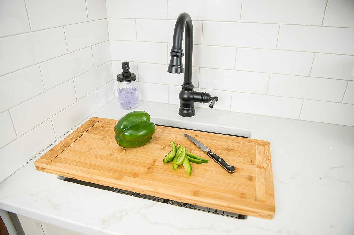 Expandable Bamboo Over-the-Sink Cutting Board